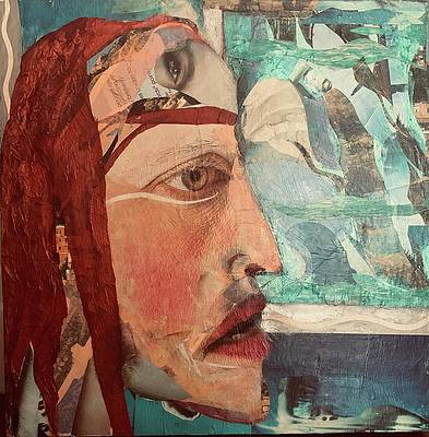 Collage Feminist Art Figurative Surrealist Collage 'AFTER THE FLOOD' - Mixed Media on Found Wood Denise Jones Adler