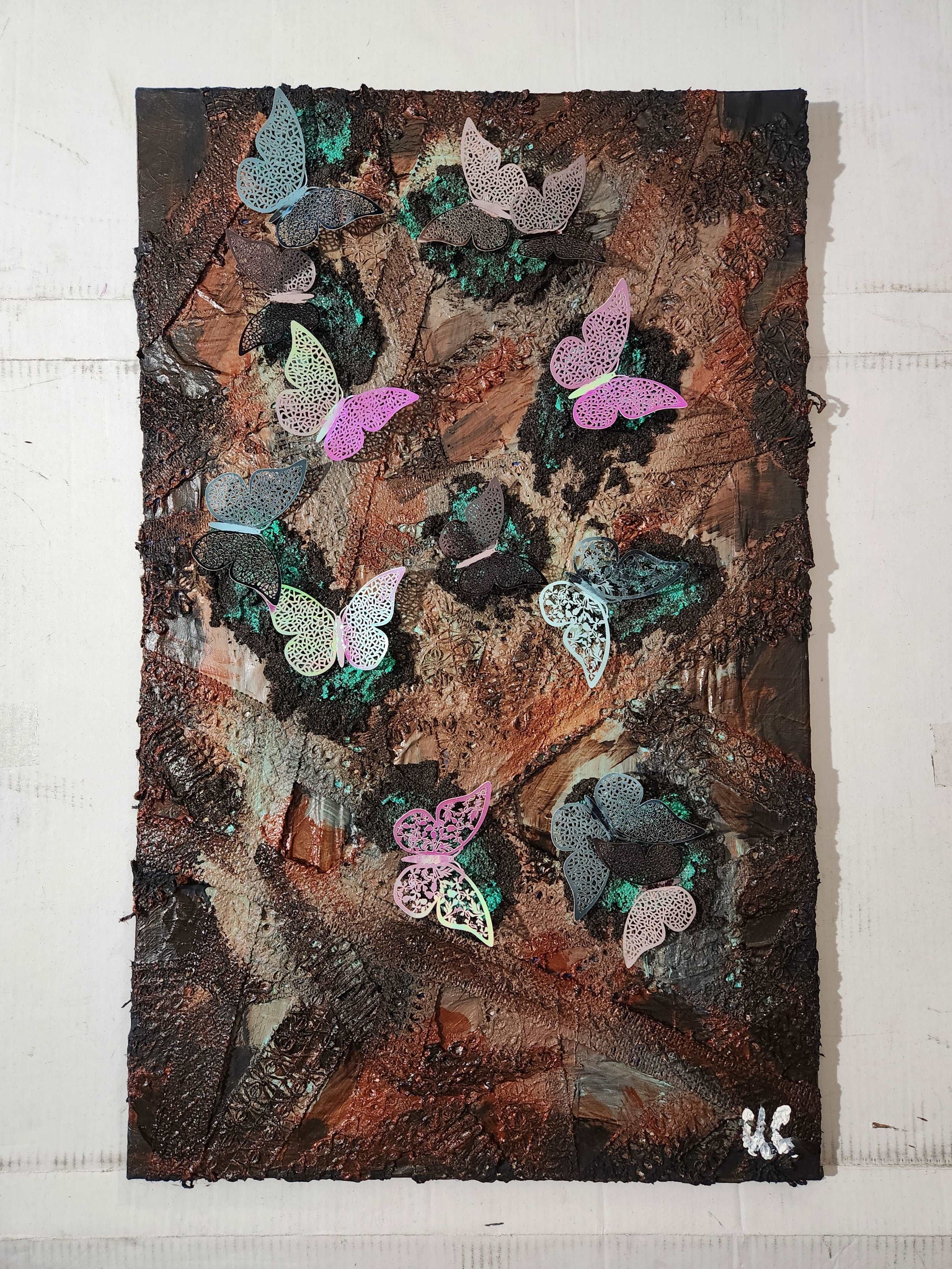 Acrylic Mixed Media 'A MAGIC NESTS' - Acrylic, Object, and Mixed Media on Canvas Ulani Curry