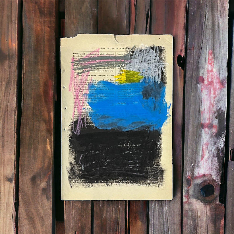 Abstract Mixed Media Painting '1861 PAPER SIGNED #16' - Original Mixed Media Abstract Art Painting Sam Lewis