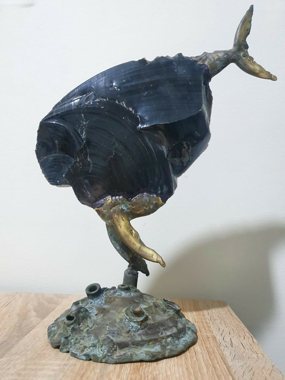 Art Bronze Figurative Mixed Media Sculpture Black Piranha Arman Hambardzumyan