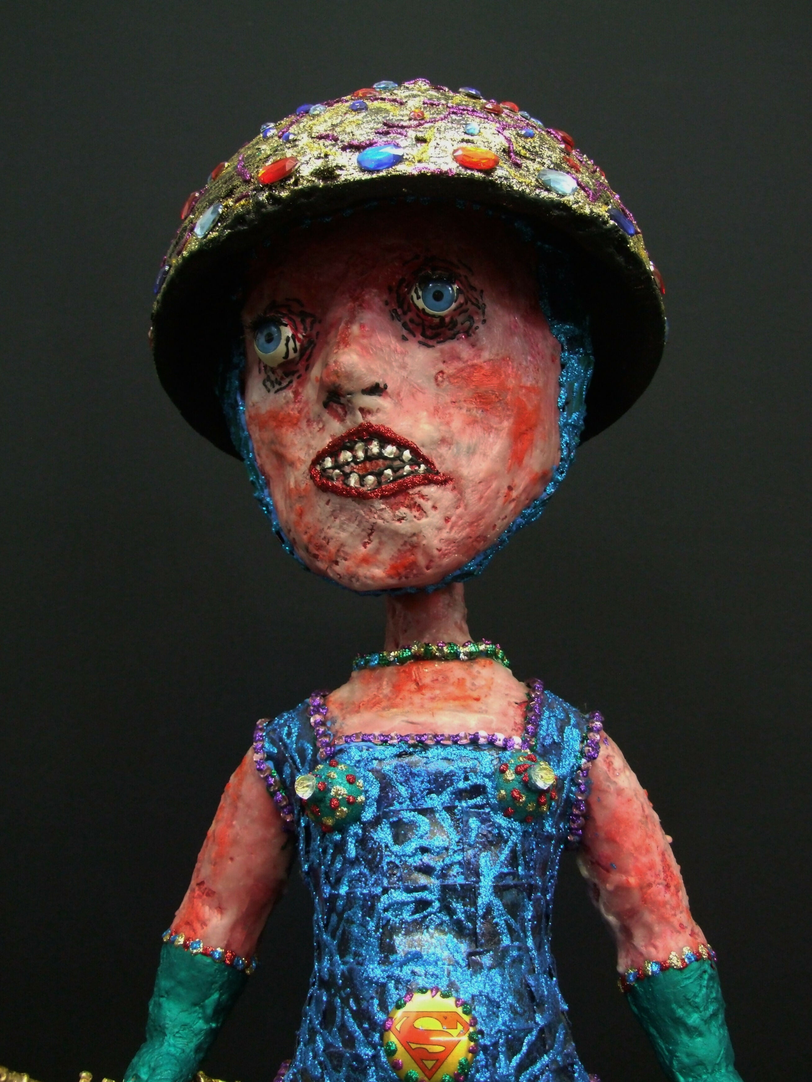 Contemporary Figurative Mixed Media Sculpture Young American (Audie Murphy) from the series, “ My little people that have come down from the hills........ “ Andru Fijalkowski