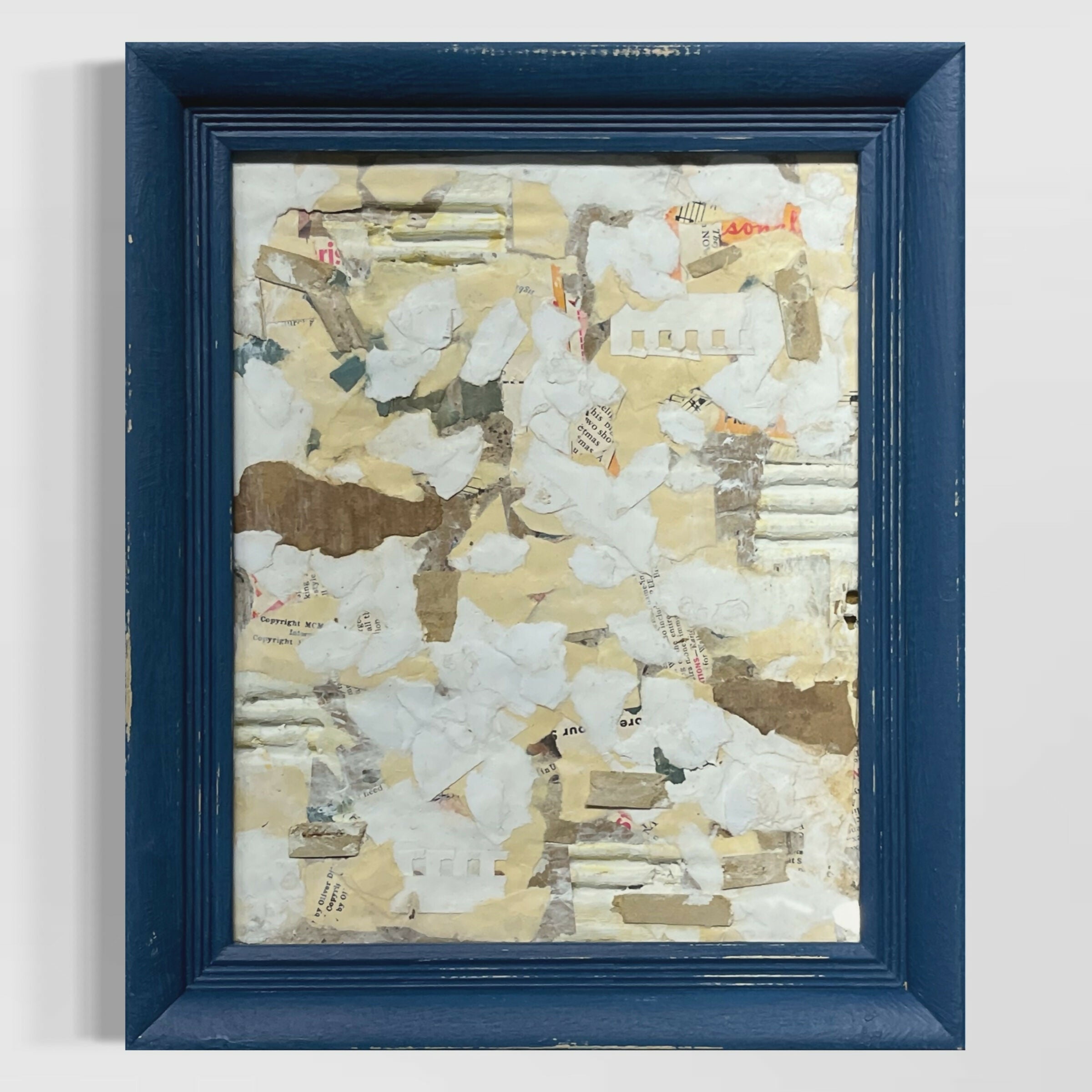 Abstract Collage Contemporary Mixed Media Painting Original Framed Mixed Media Abstract Art Collage 10x12 "Topography" Sam Lewis