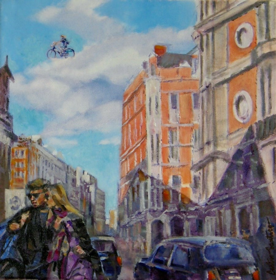 Cityscape Oil Painting Surrealism " Sometimes in London sky " CastroSantoroArt