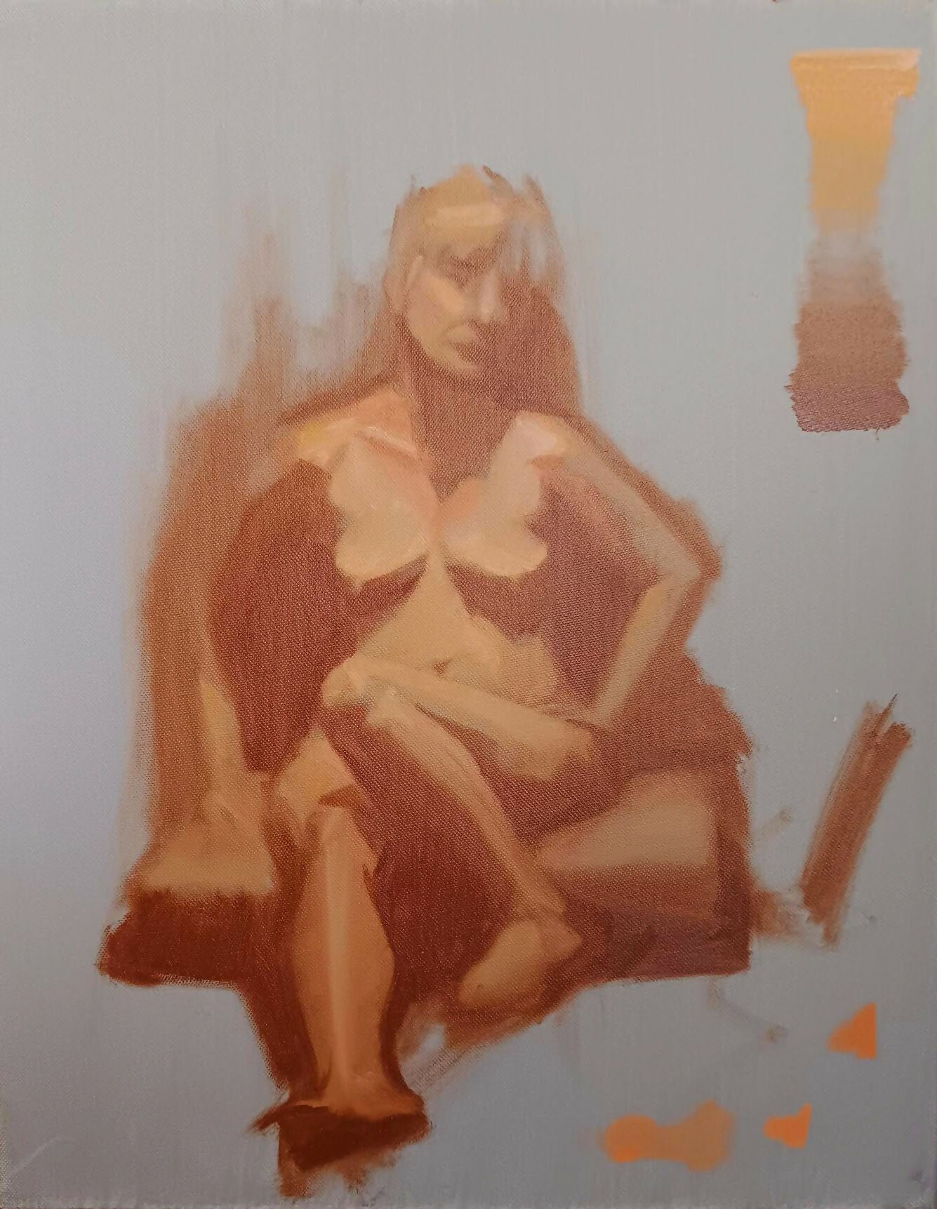 Art Figurative Oil Painting Seated Blonde Heather Caulfield