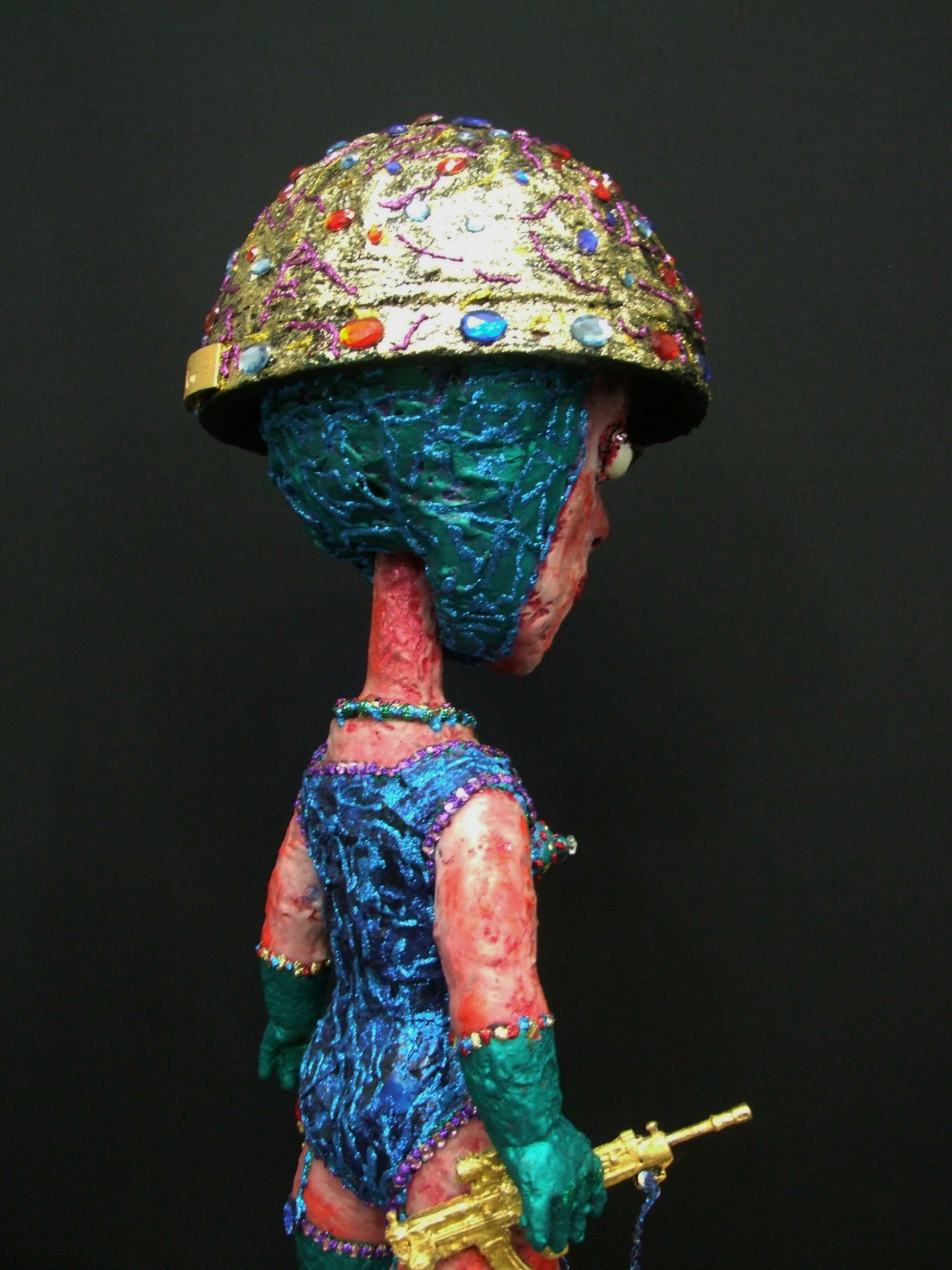 Contemporary Figurative Mixed Media Sculpture Young American (Audie Murphy) from the series, “ My little people that have come down from the hills........ “ Andru Fijalkowski