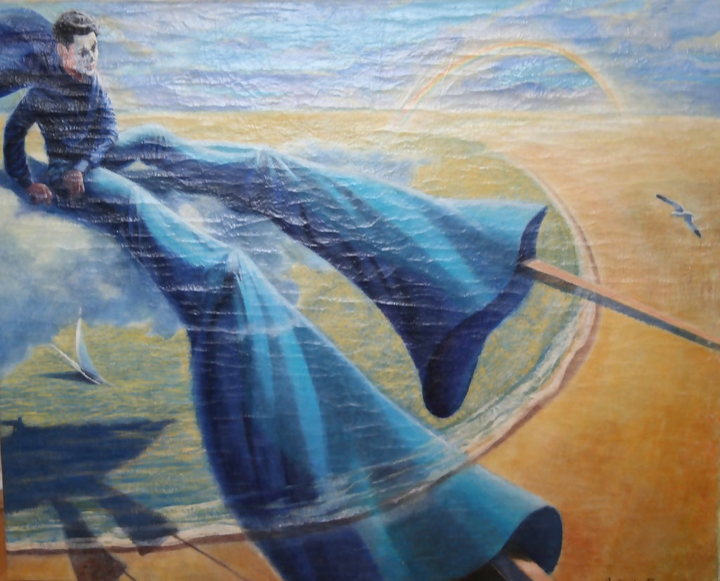 Oil Painting Surrealism " The arrival " CastroSantoroArt