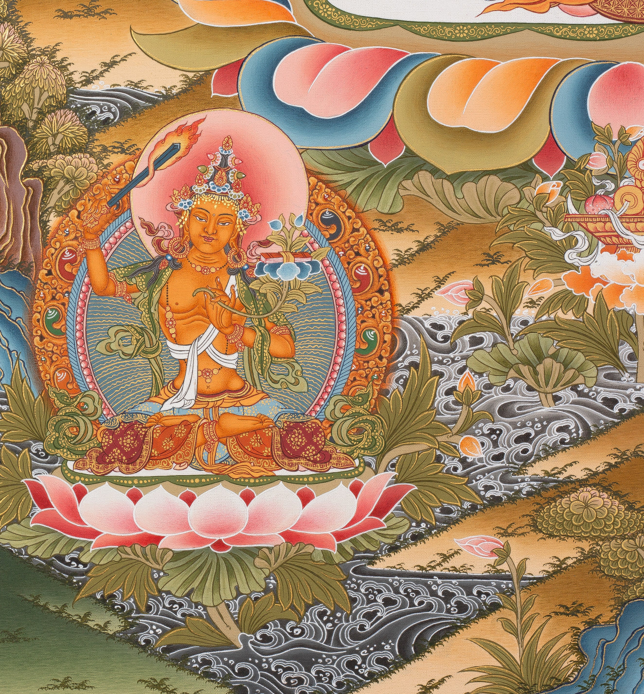 Design Figurative Painting Psychedelic Thanka Visionary 'CHENREZIG' Boudha Stupa Thanka Center