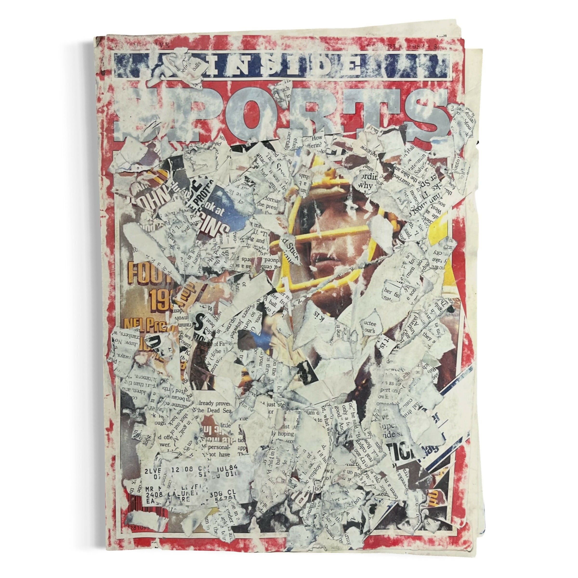 Abstract Collage Contemporary Mixed Media Painting Original Mixed Media Abstract Art Collage 8x11 "Oct 1983 Inside Sports Magazine" Sam Lewis