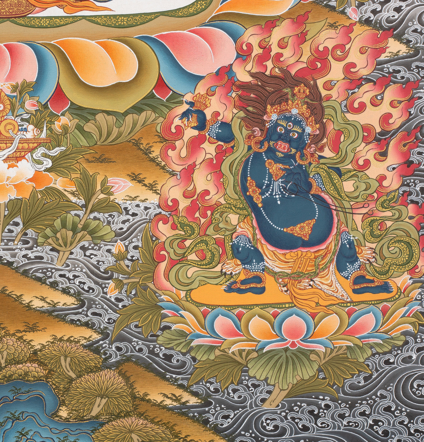 Design Figurative Painting Psychedelic Thanka Visionary 'CHENREZIG' Boudha Stupa Thanka Center