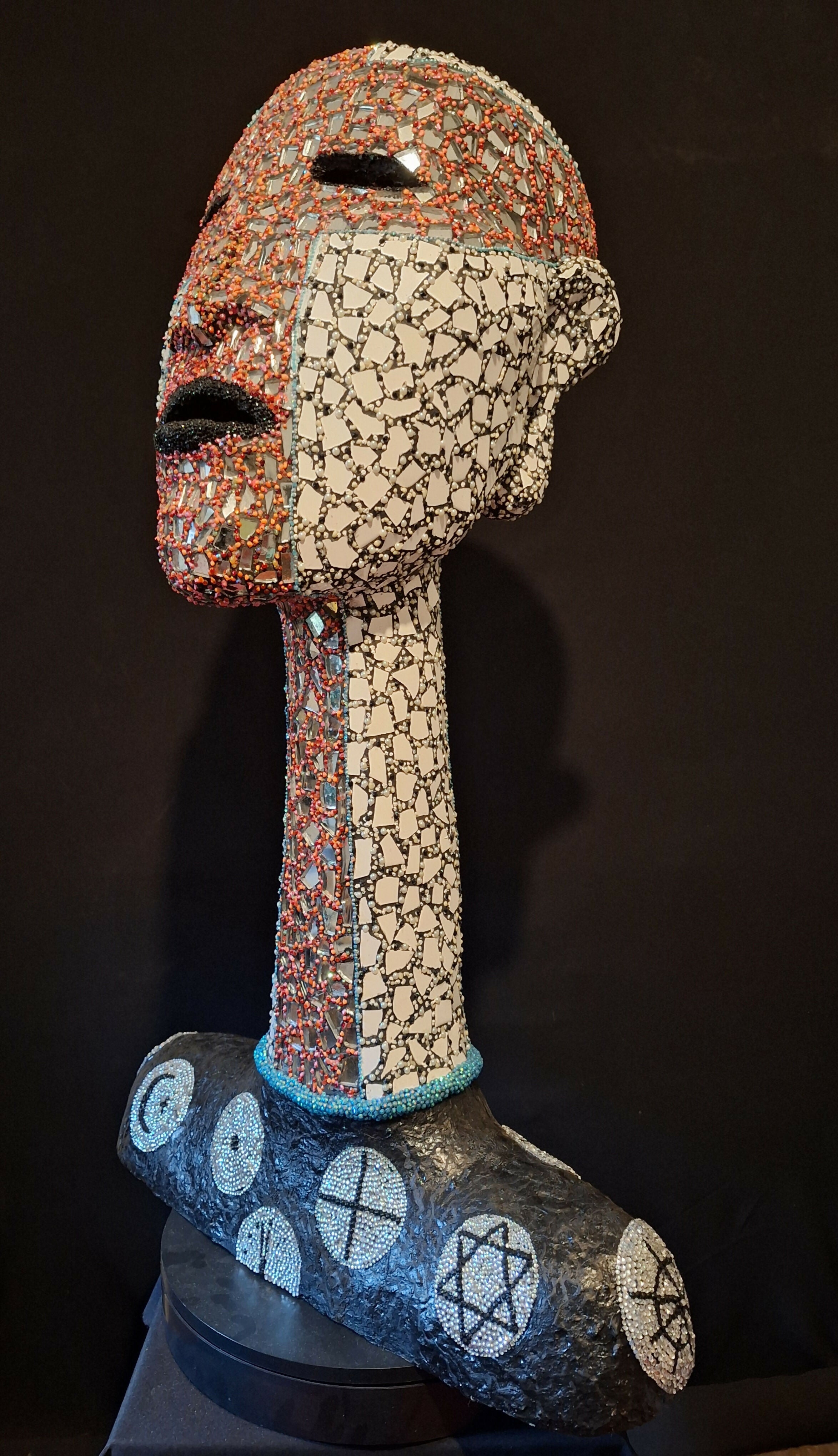 Contemporary Expressionist Figurative Mixed Mosaic Sculpture " RELIC FROM A TIME PAST " Andru Fijalkowski