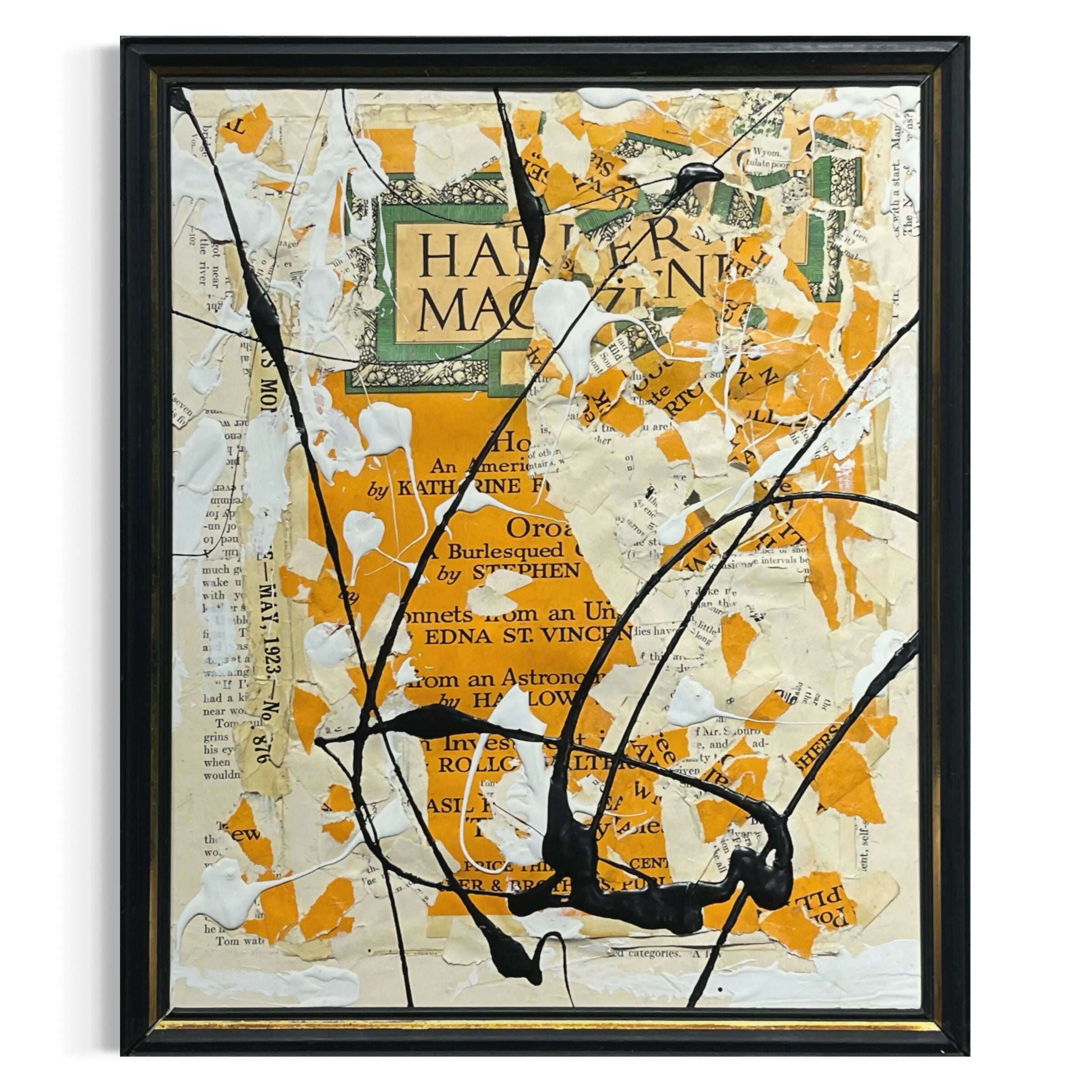 Abstract Collage Contemporary Mixed Media Painting Original Framed Mixed Media Art Collage 10x12 "May 1923 Harper's Magazine" Sam Lewis