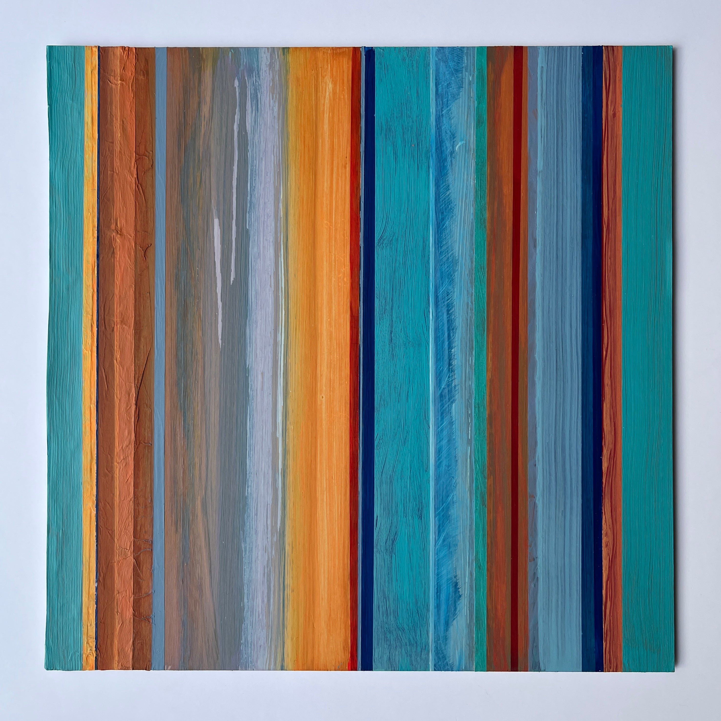 Abstract Acrylic Collage Contemporary Geometric Painting 'HAPTIC BARCODE 4/23' Susanne Meier zu Eissen-Rau