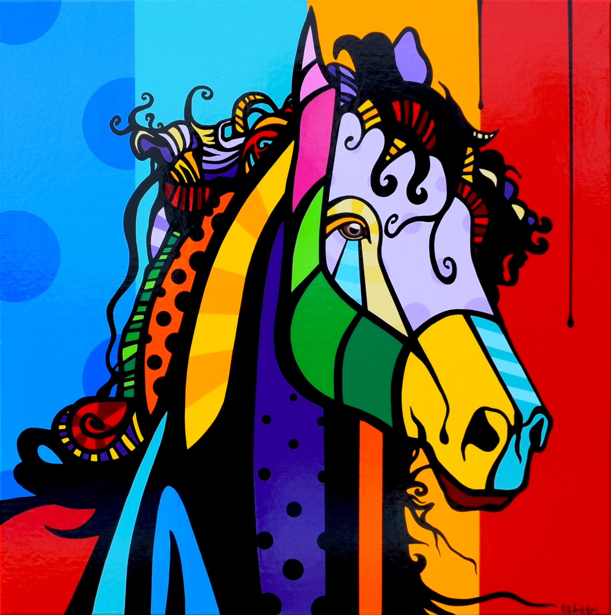 Pop Art 'HORSE POWER' - Acrylic on Canvas Rolf Saint-Agnès