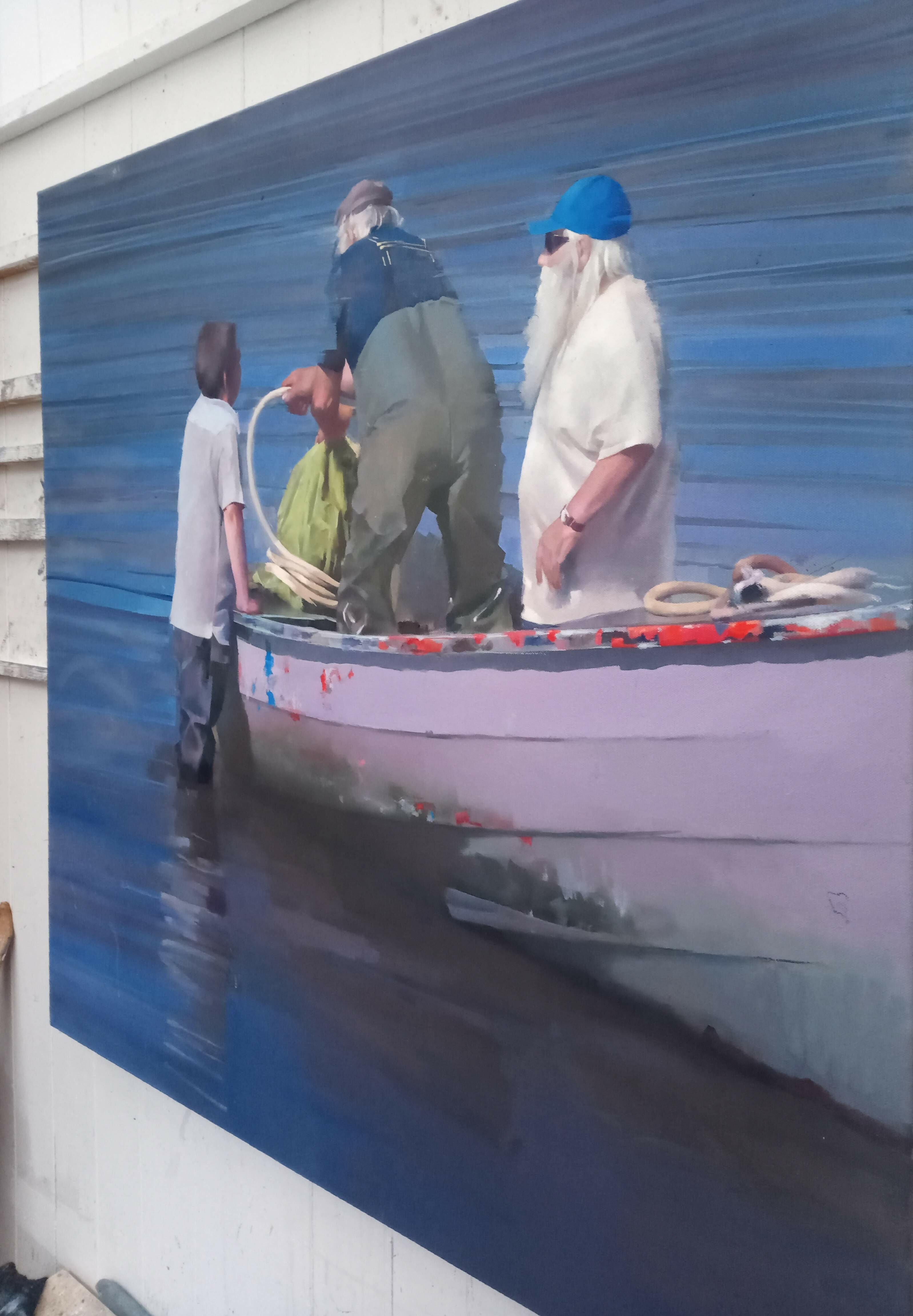 Contemporary Figurative Oil Painting Seascape The Catch Chris Macauley