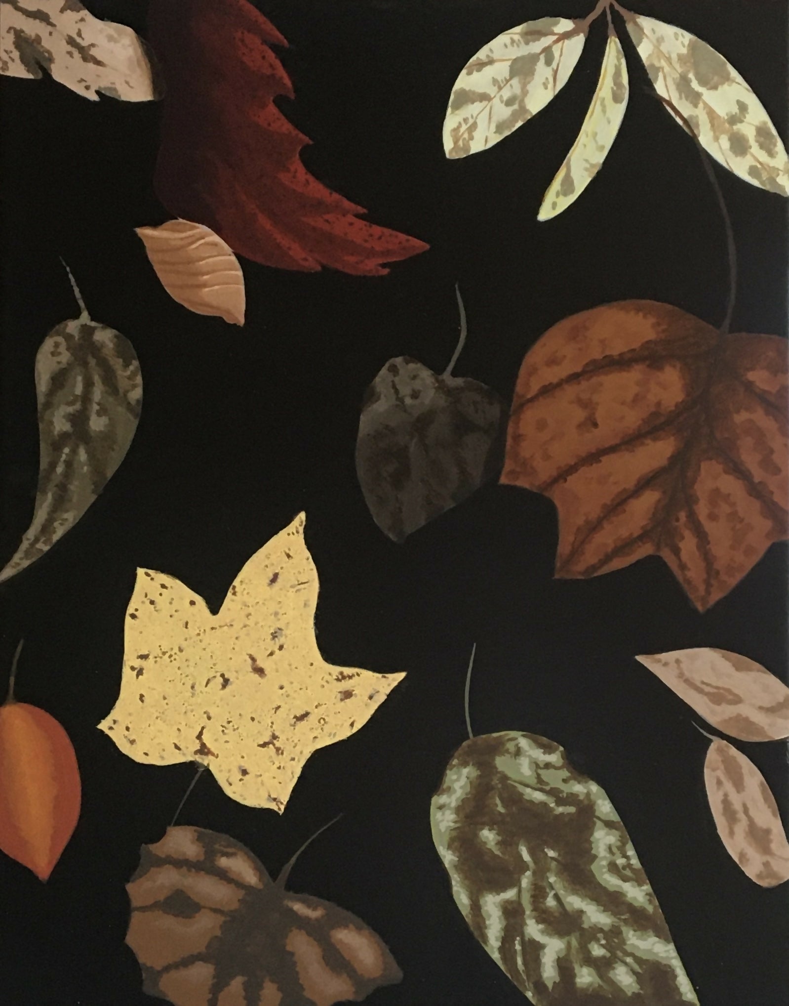 Acrylic Contemporary Design Painting Fall(ing) Leaves 2 Bradley Lusa