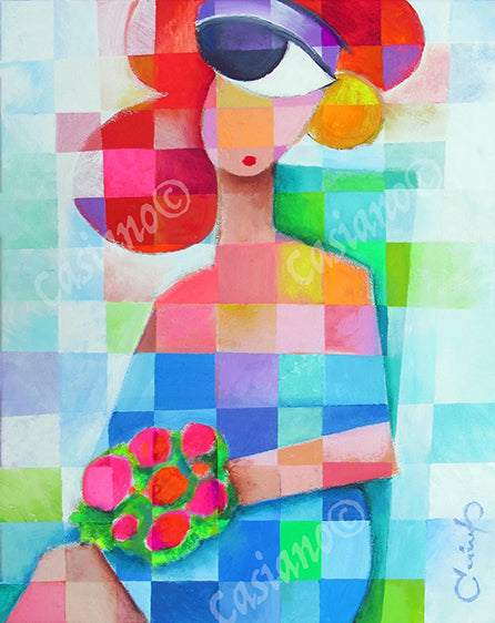 Pop cubism 'BOUQUET OF FLOWERS' - Acrylic on Canvas Benjamin Casiano