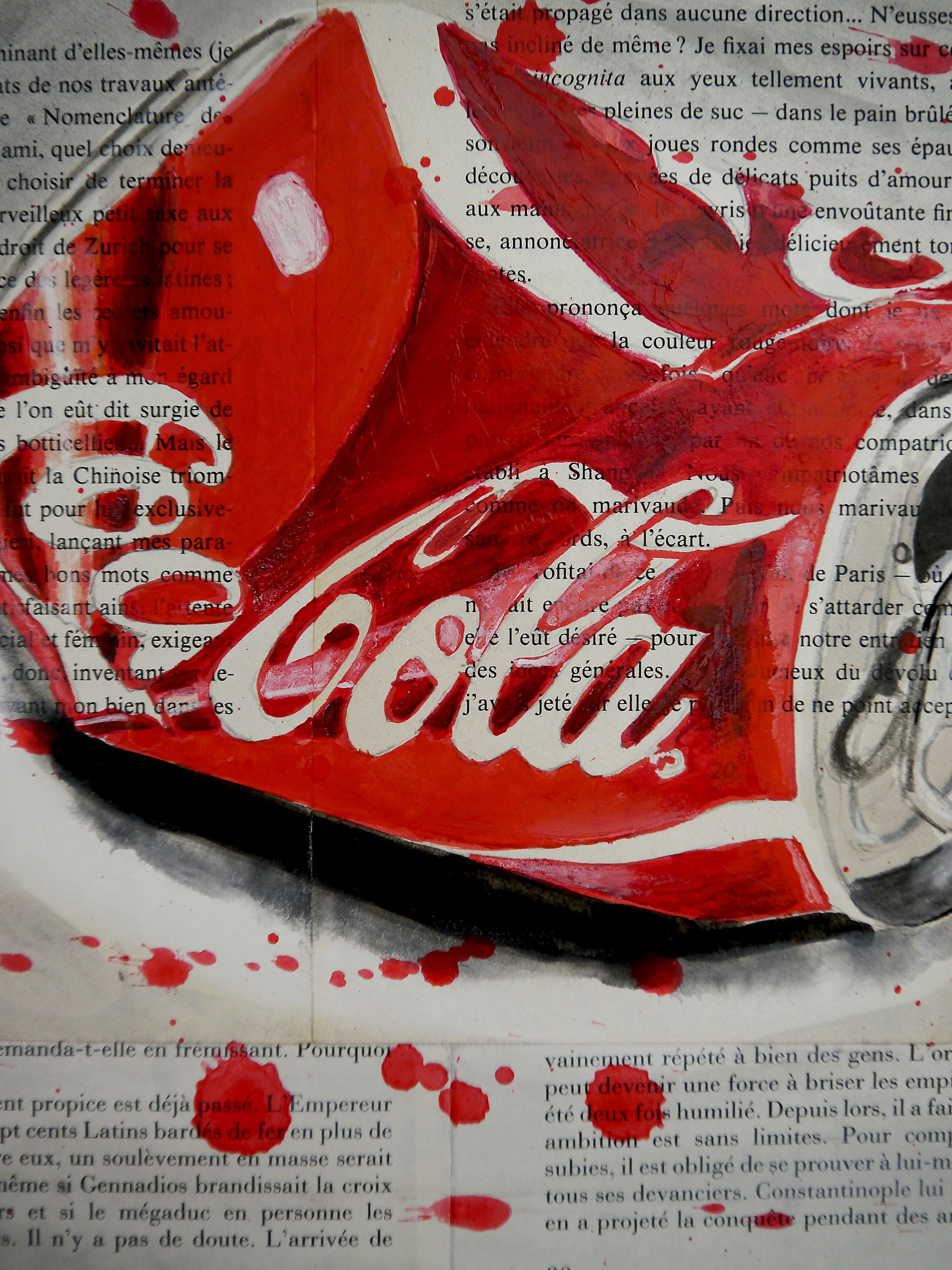 Acrylic Art Figurative Ink Oil Pop Art French School - Coke Starwars Oil painting Iconic Hyperrealism Bazévian Delacapucinière