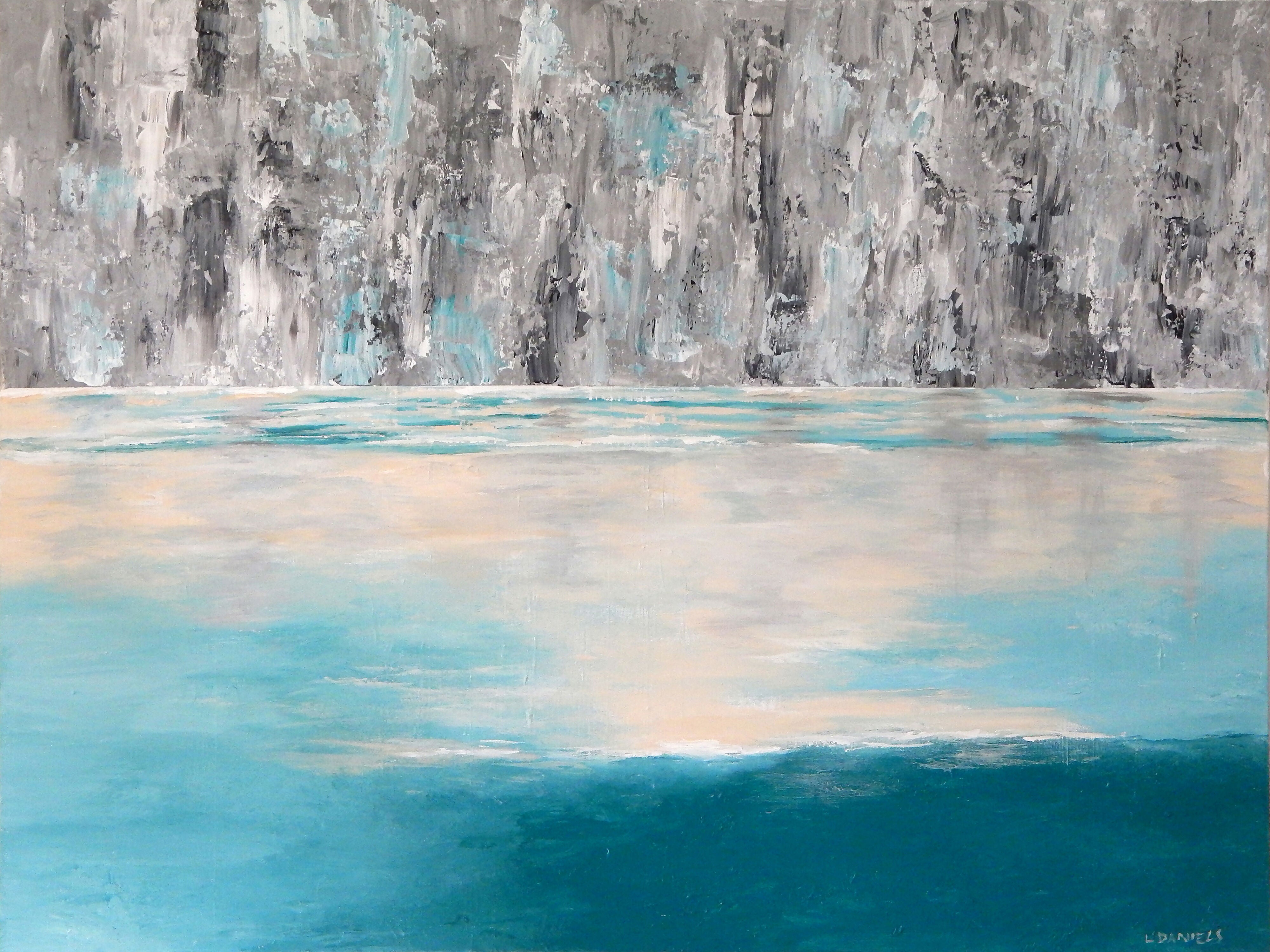 Abstract Acrylic Art Contemporary Painting Blue Lagoon Lisa Daniels