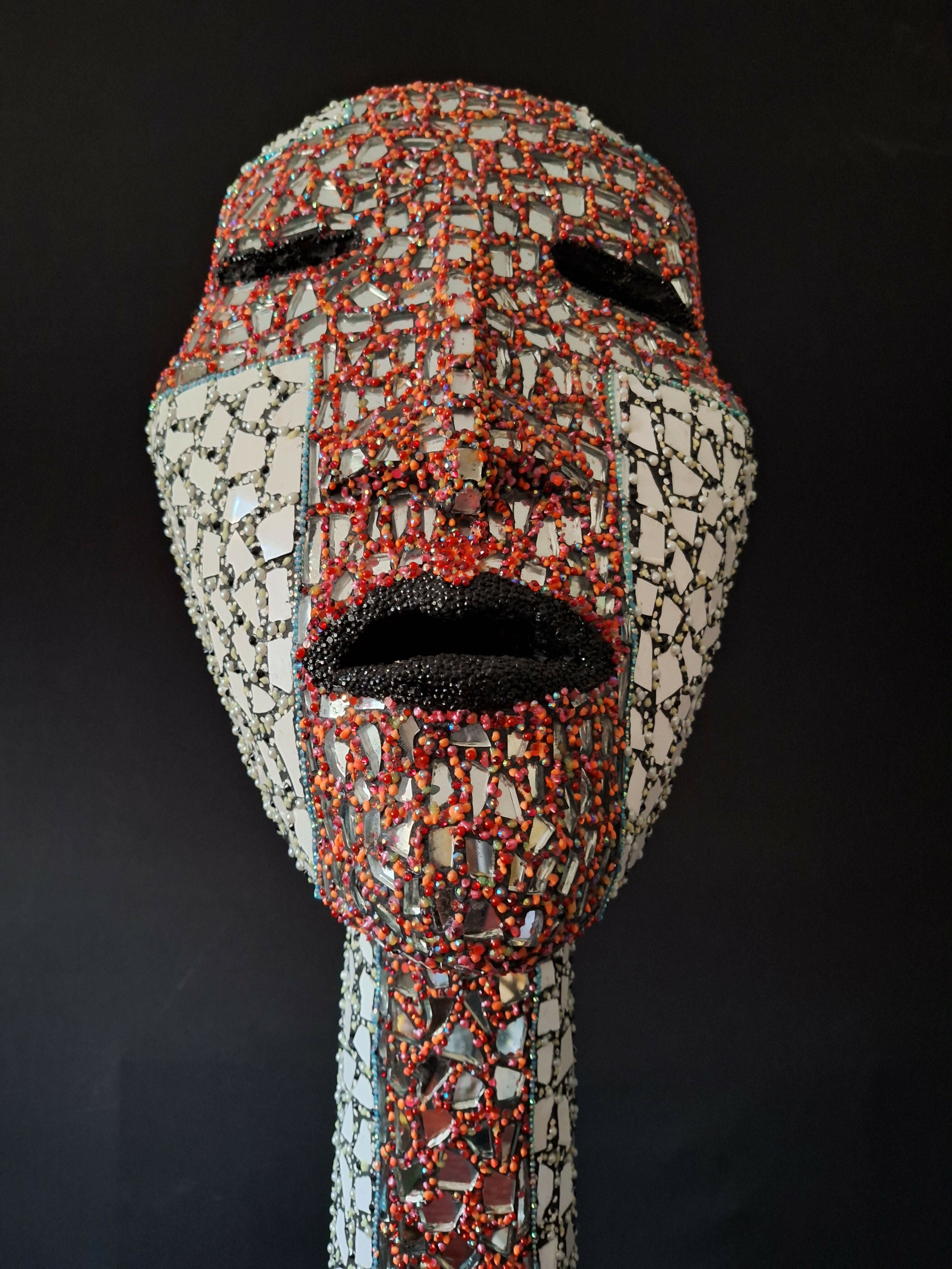 Contemporary Expressionist Figurative Mixed Mosaic Sculpture " RELIC FROM A TIME PAST " Andru Fijalkowski