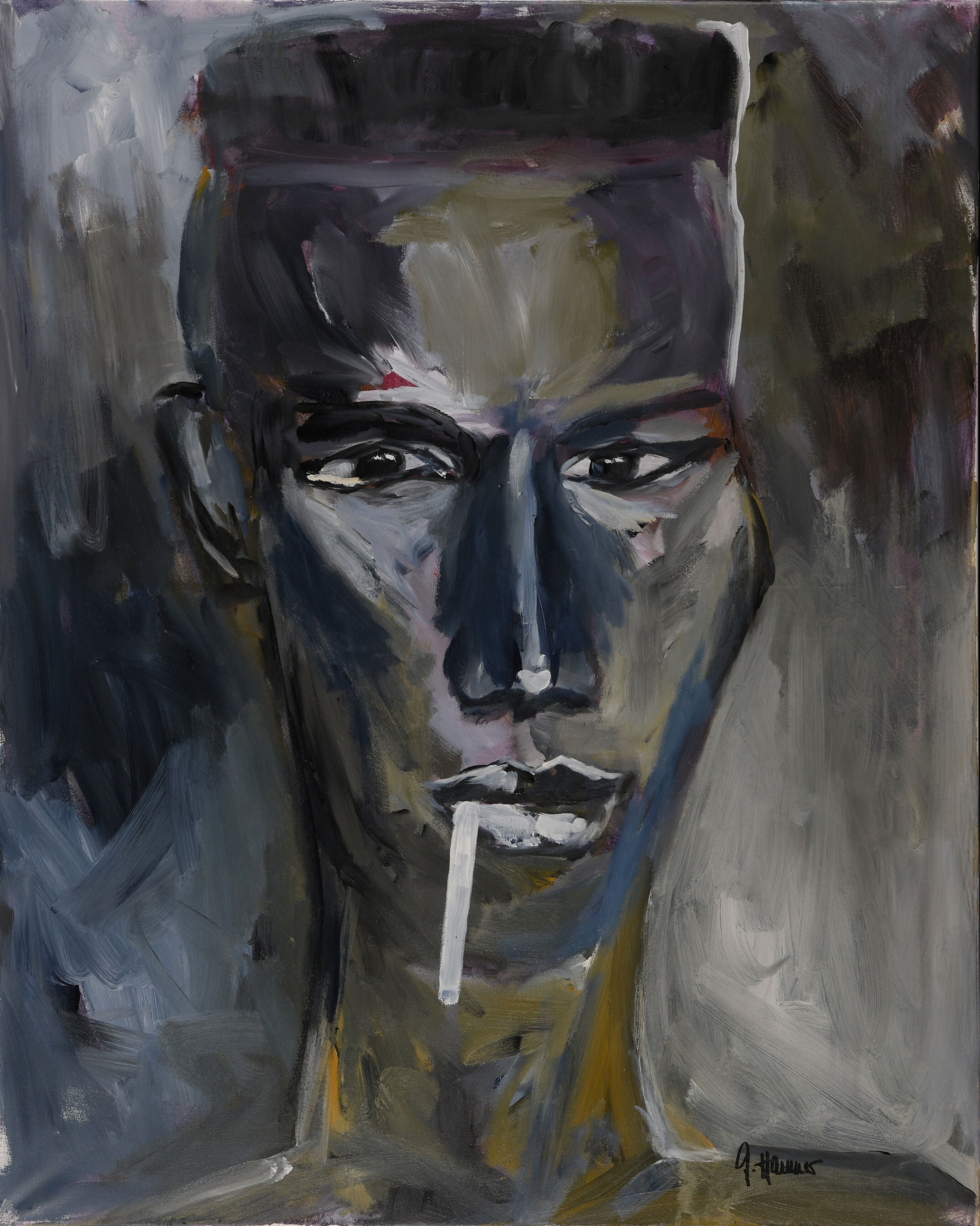 Acrylic Contemporary Expressionist Figurative Painting Pop Art 17-37. NIghtClubbing. Grace Jones Gisela Hammer