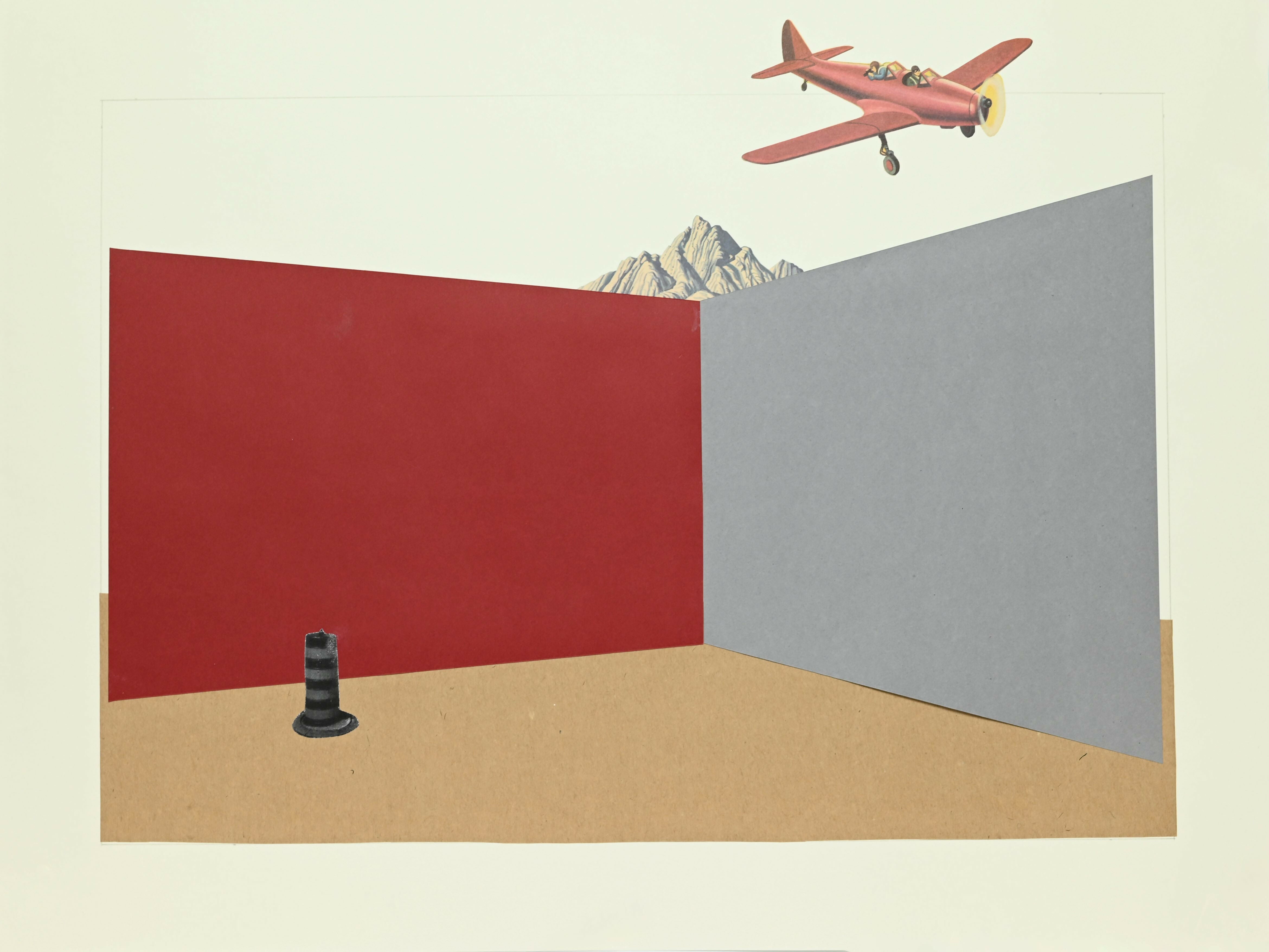 Collage Contemporary Composition with Spotter Plane I Timothy deVries