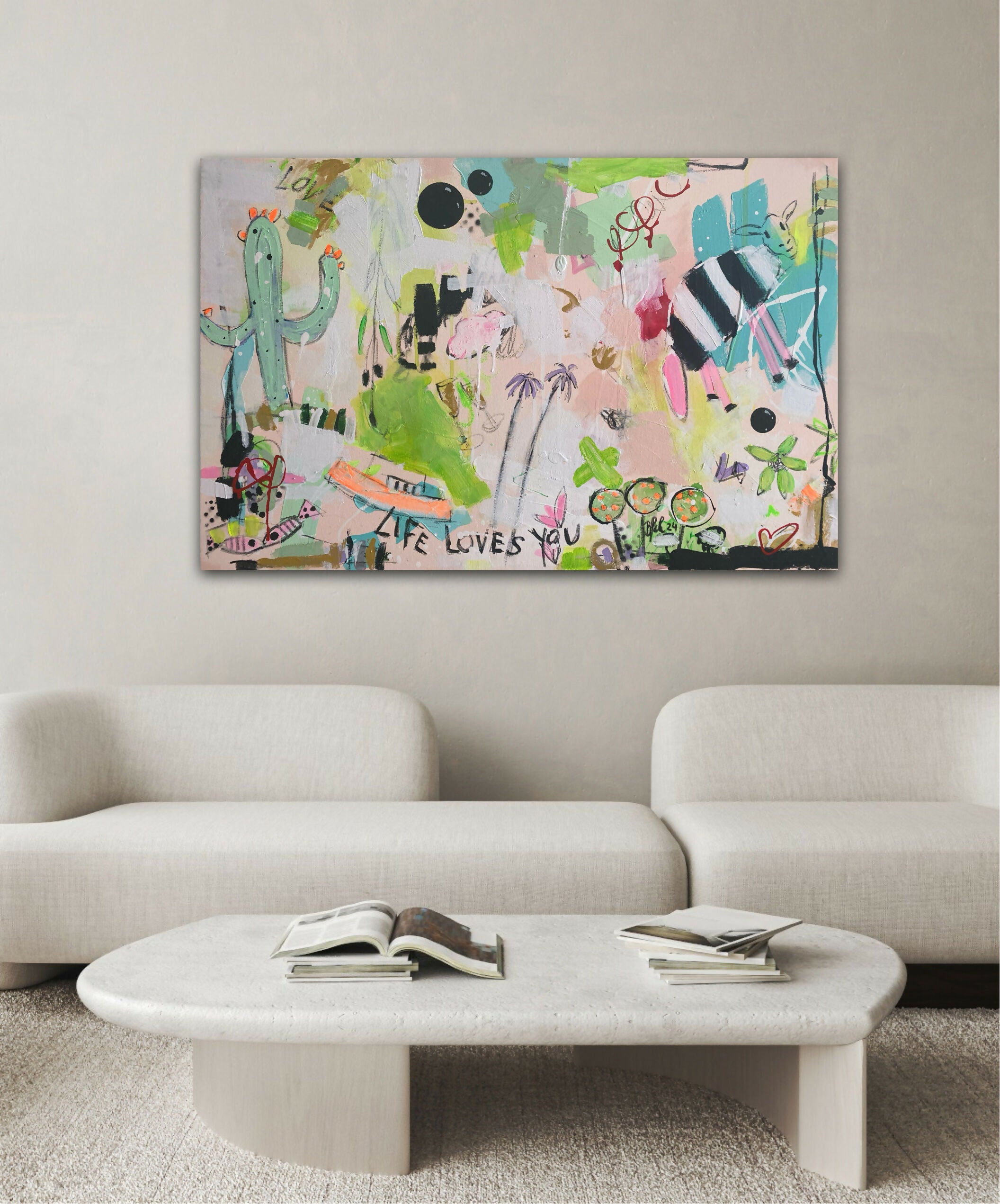 Abstract Acrylic Contemporary Landscape Mixed Media Painting Pop Art Life Loves You No.9 Bea Schubert