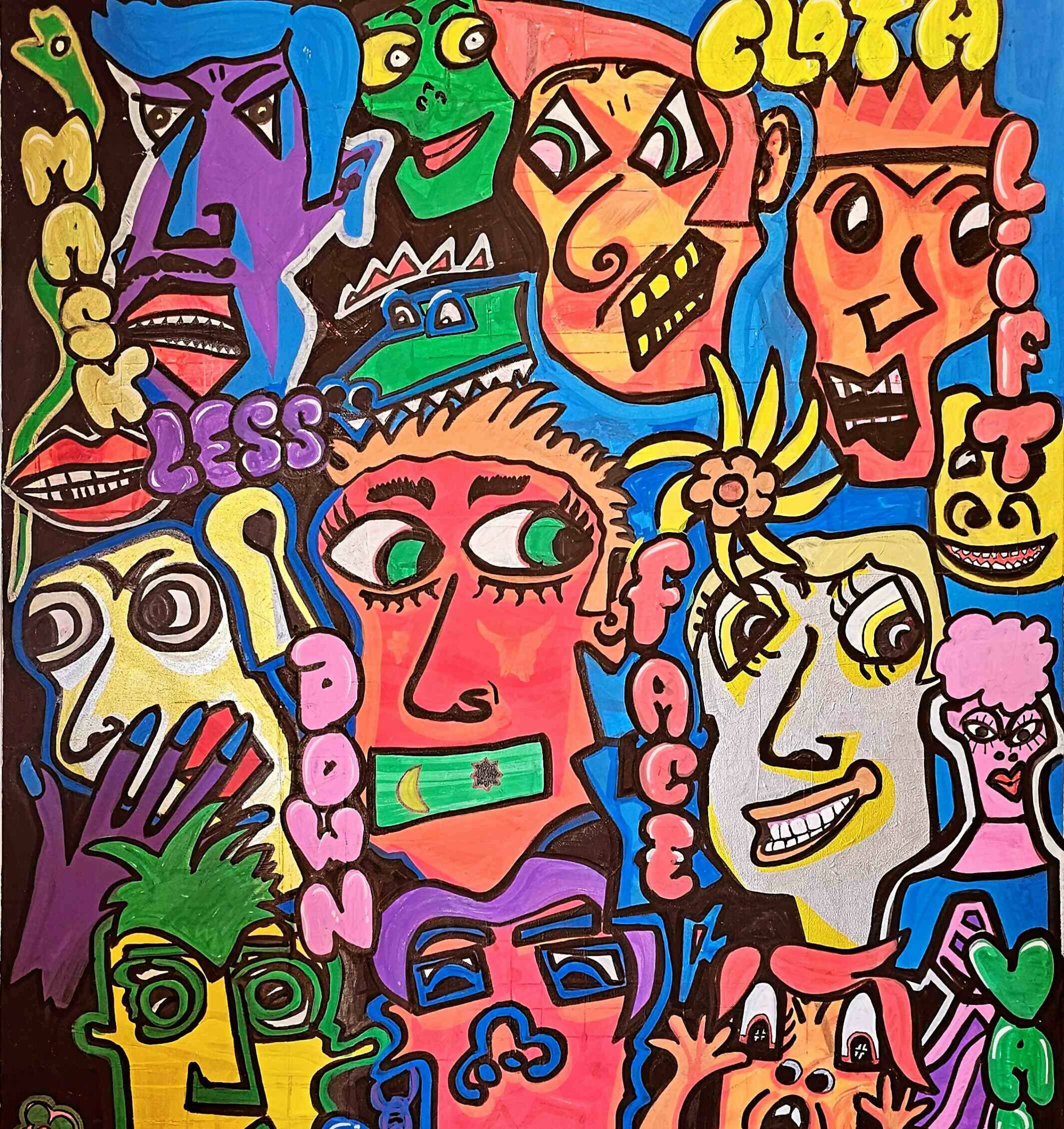 Acrylic 'FACES' - Acrylic on canvas Christopher Stone