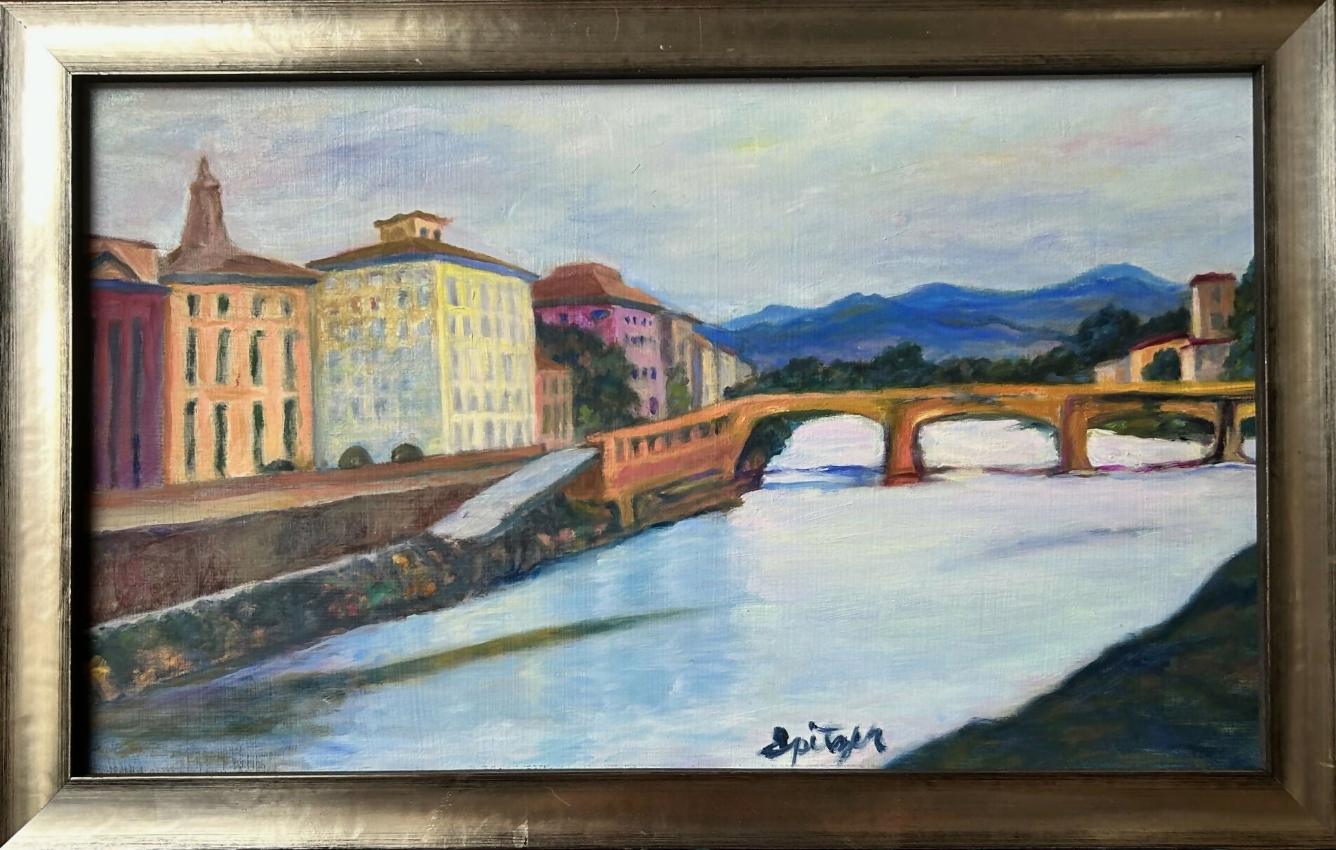 Art Cityscape Contemporary Figurative Oil Painting Arno River Amy Spitzer