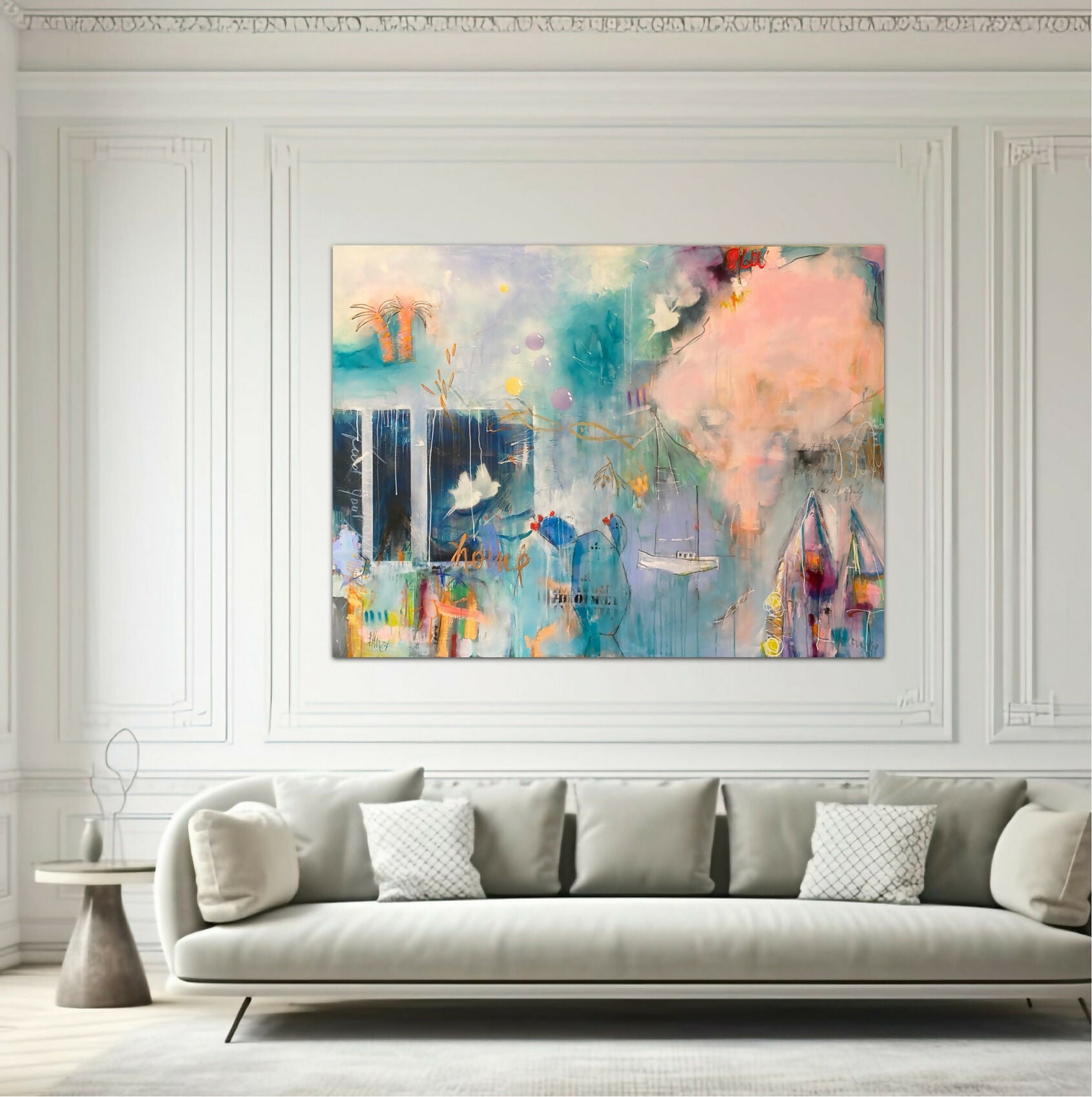 Abstract Acrylic Art Contemporary Expressionist Figurative Landscape Mixed Media Painting Find Your Home No.1 Bea Schubert