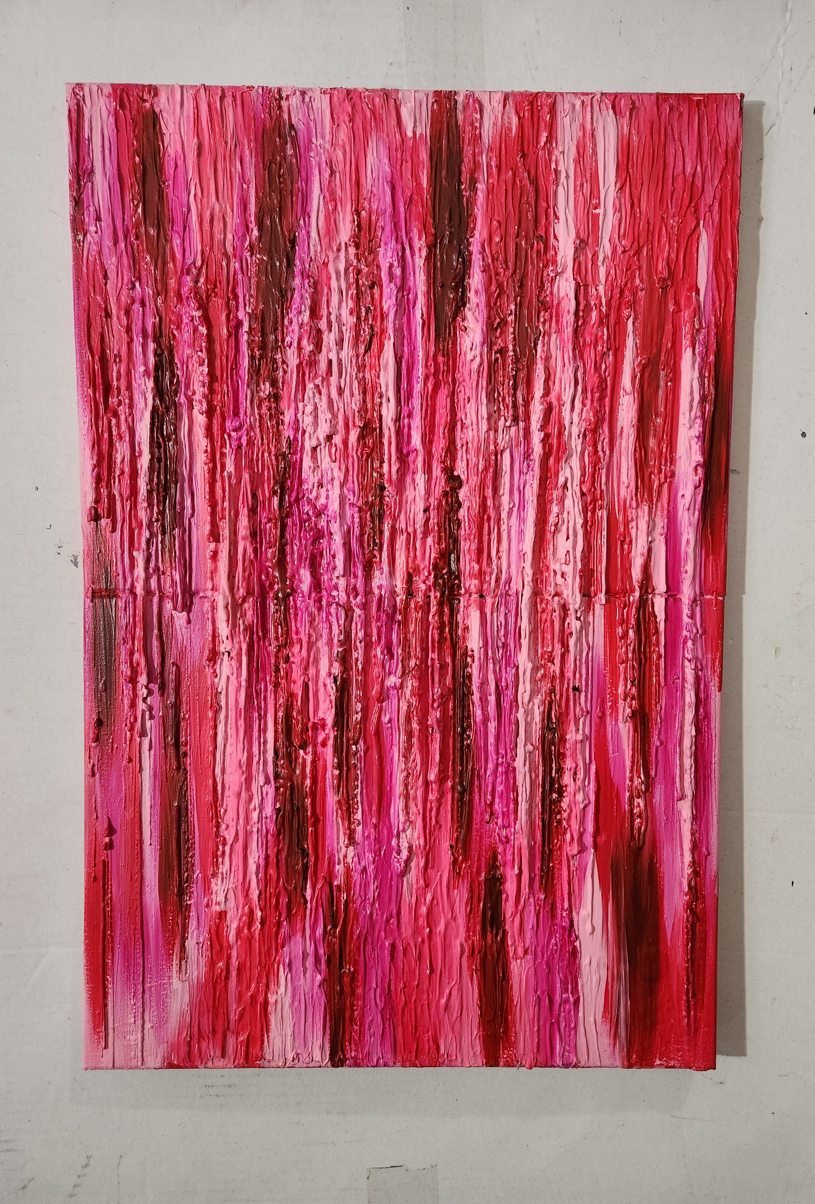 'RED MELTING' Acrylic, Crayon, and Mixed Media on Canvas