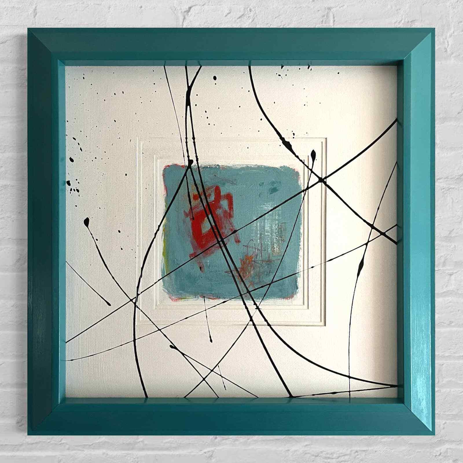 'BEG, BORROW AND TEAL' - Original Large Framed Abstract Art Painting.