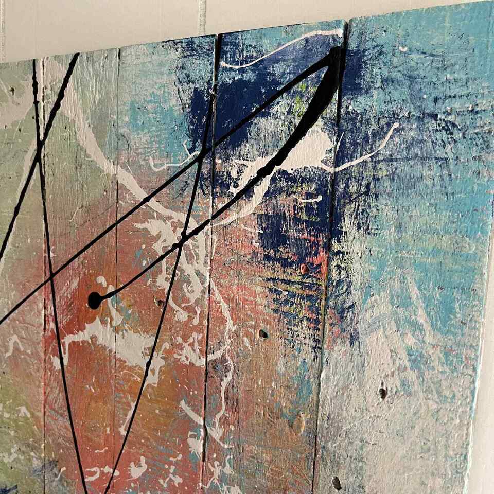 Abstract Acrylic Collage Contemporary Oil Painting 'AMBROSIA SALAD' - Large Original Abstract Art Painting. Sam Lewis