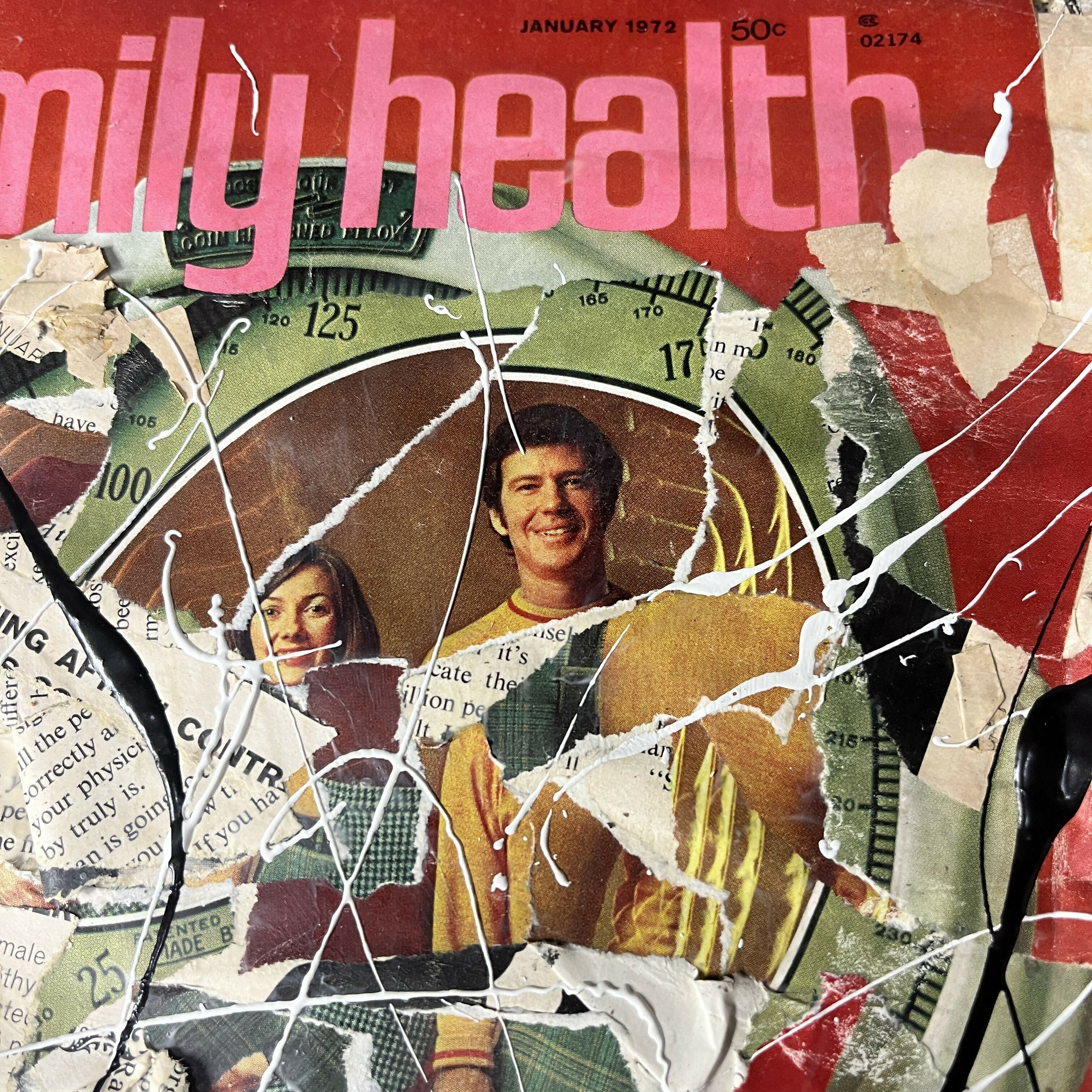 Abstract Collage Contemporary Mixed Media Painting Original Mixed Media Abstract Art Collage Painting 9x12 "Jan 1972 Family Health Magazine" Sam Lewis