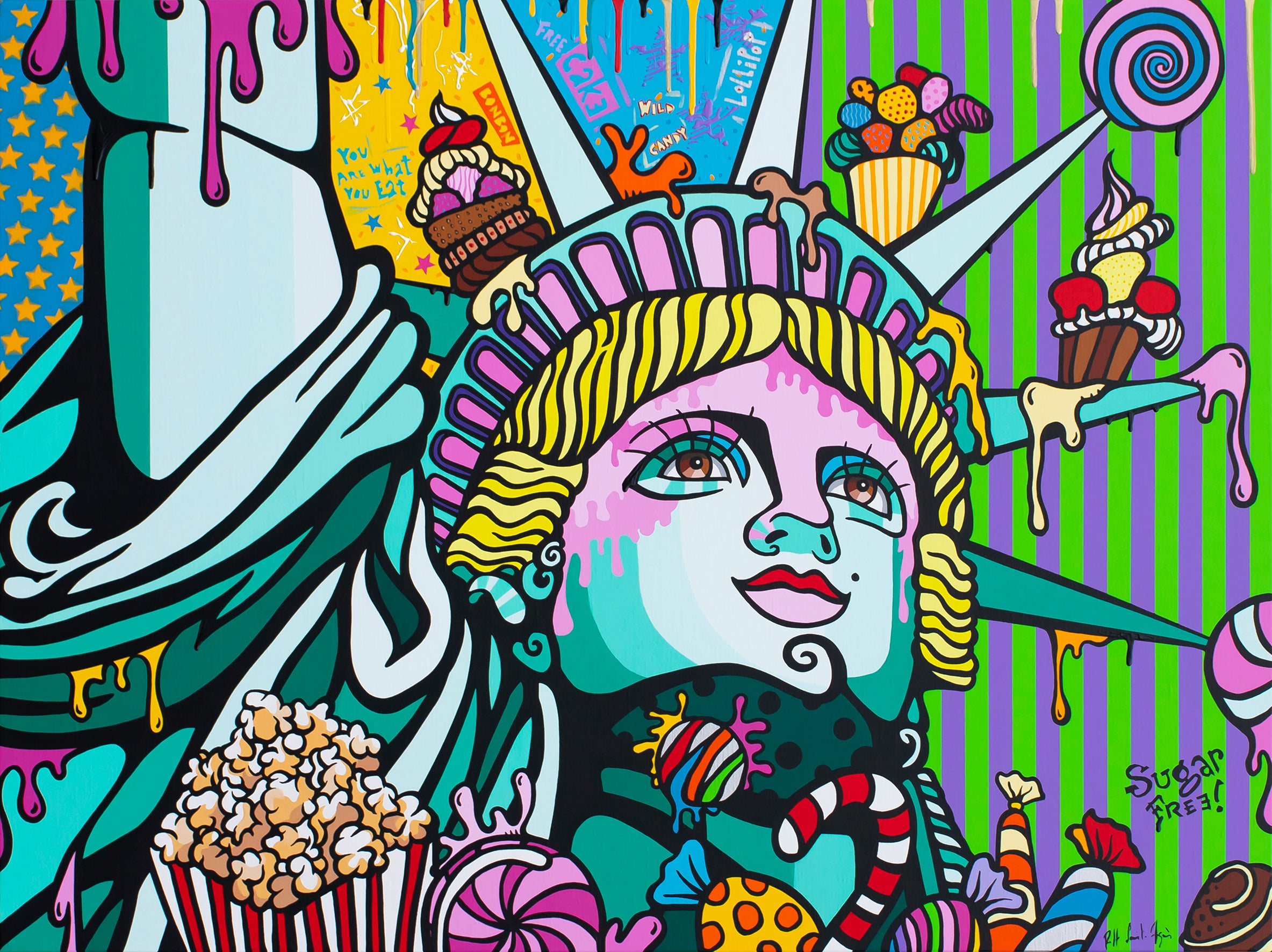 Pop Art 'SUGAR FREE' - Acrylic on Canvas Rolf Saint-Agnès
