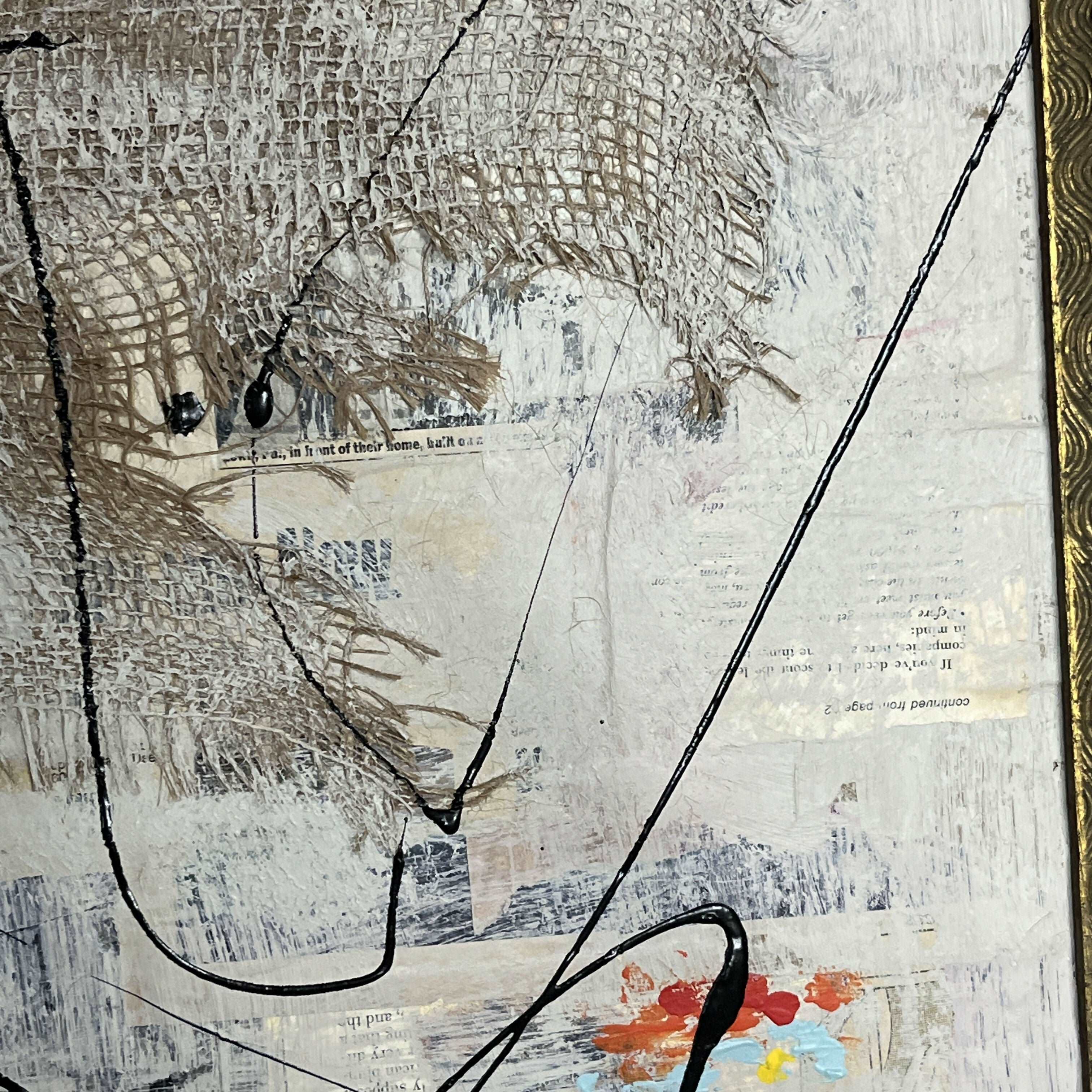 Abstract Collage Contemporary Mixed Media Painting "Melancholy II" Original Framed Mixed Media Abstract Art Painting 24x28 Sam Lewis