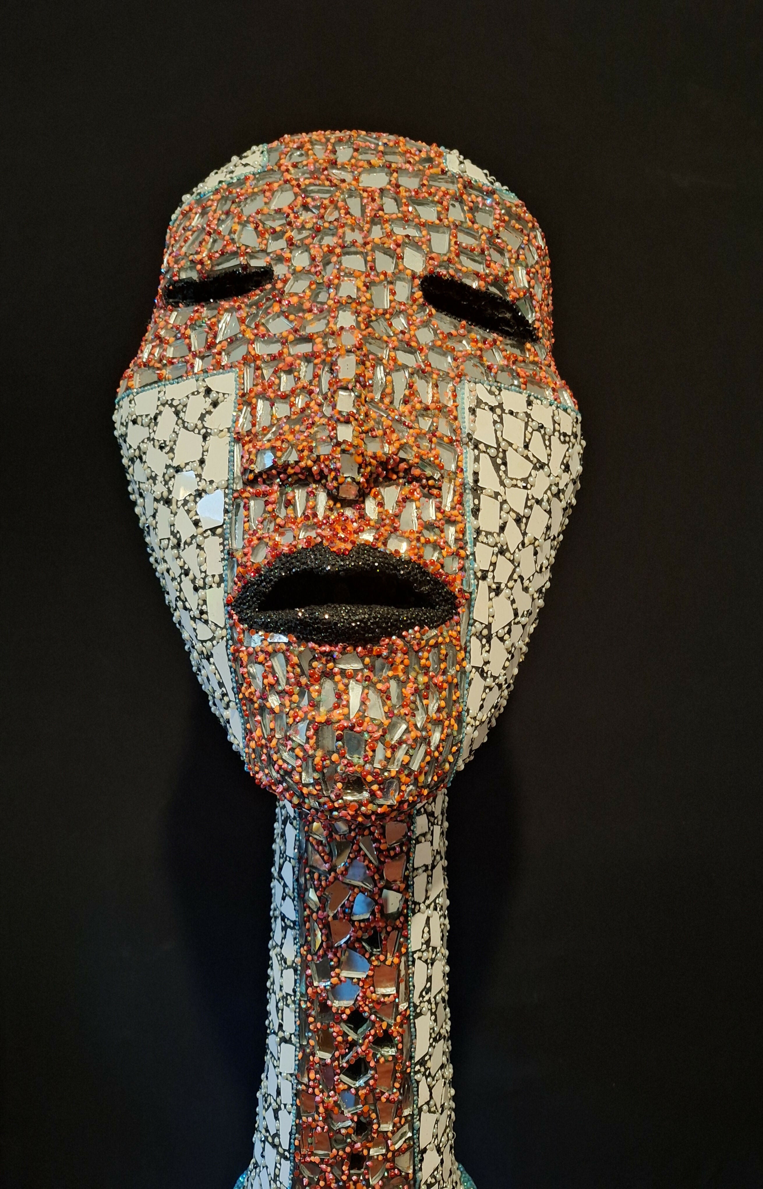 Contemporary Expressionist Figurative Mixed Mosaic Sculpture " RELIC FROM A TIME PAST " Andru Fijalkowski