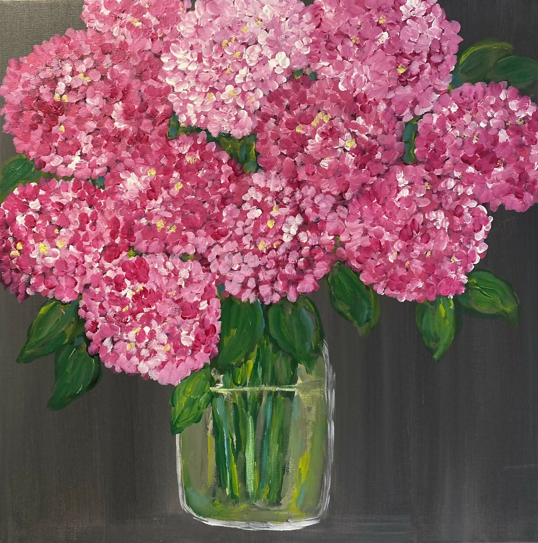 Acrylic Painting Pink Hydrangeas Catherine Cameron