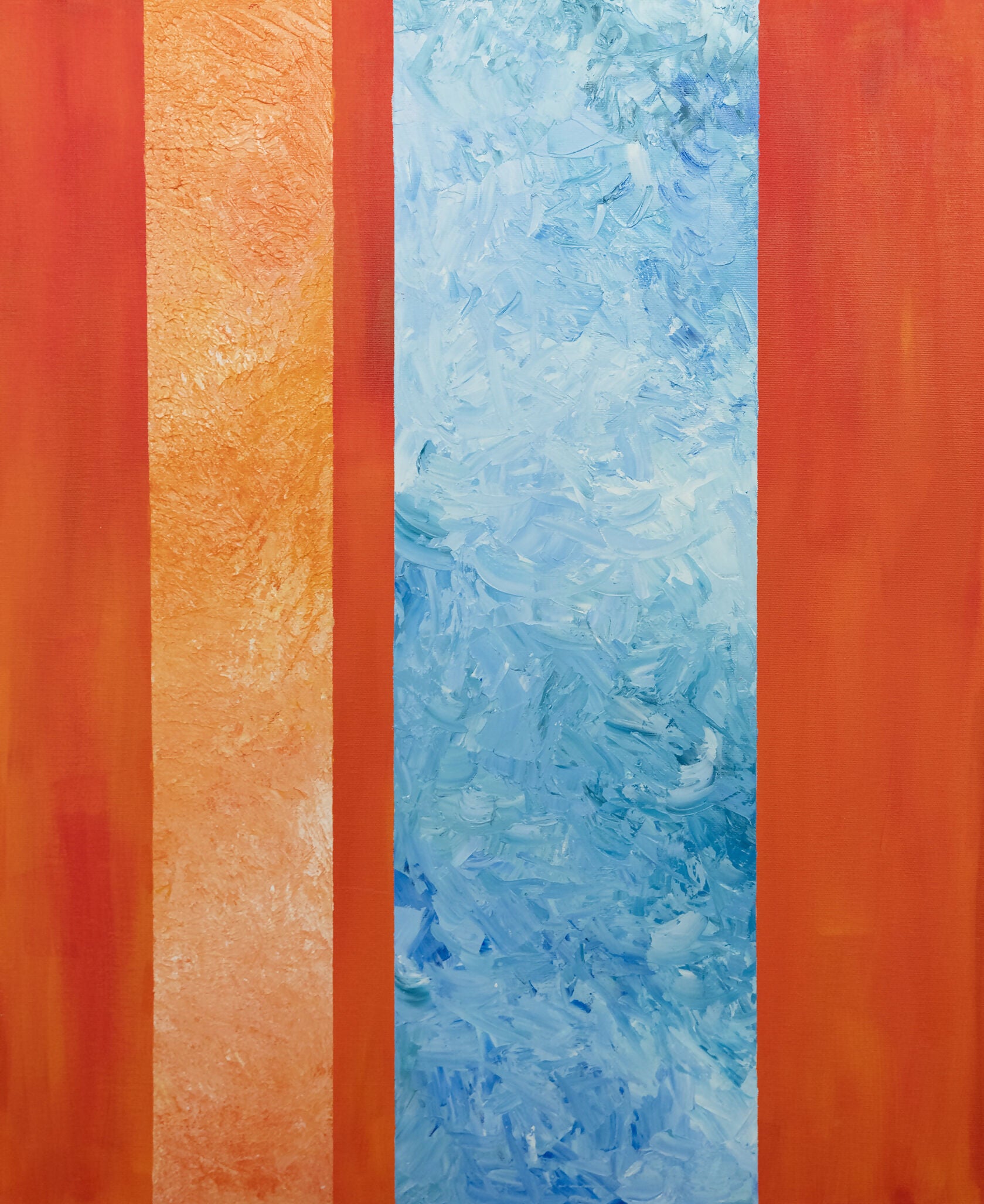 Abstract Acrylic Orange with blue abstract painting Alina Odwyer