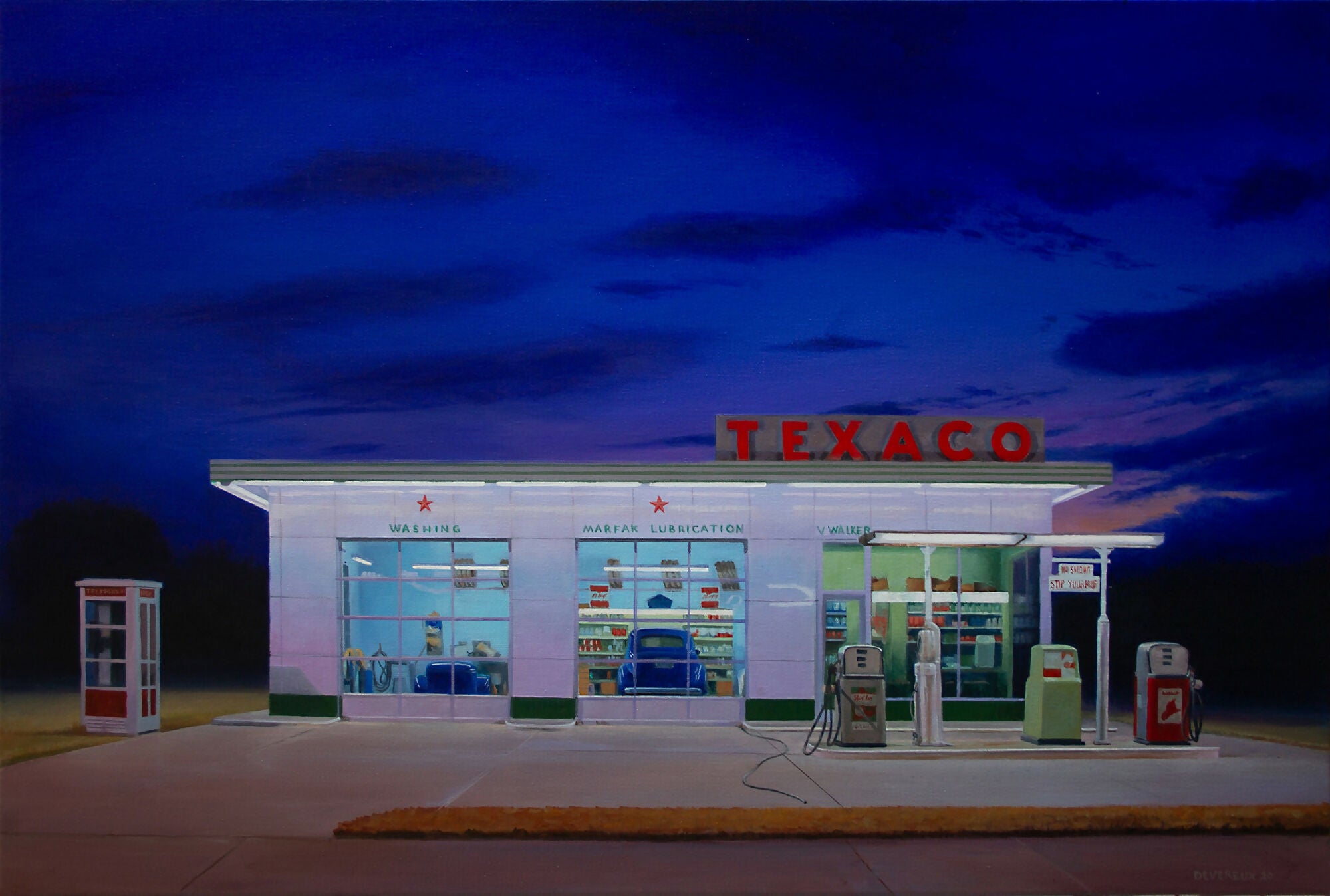 Acrylic Art Contemporary Painting Texaco Gas Station Alex Devereux