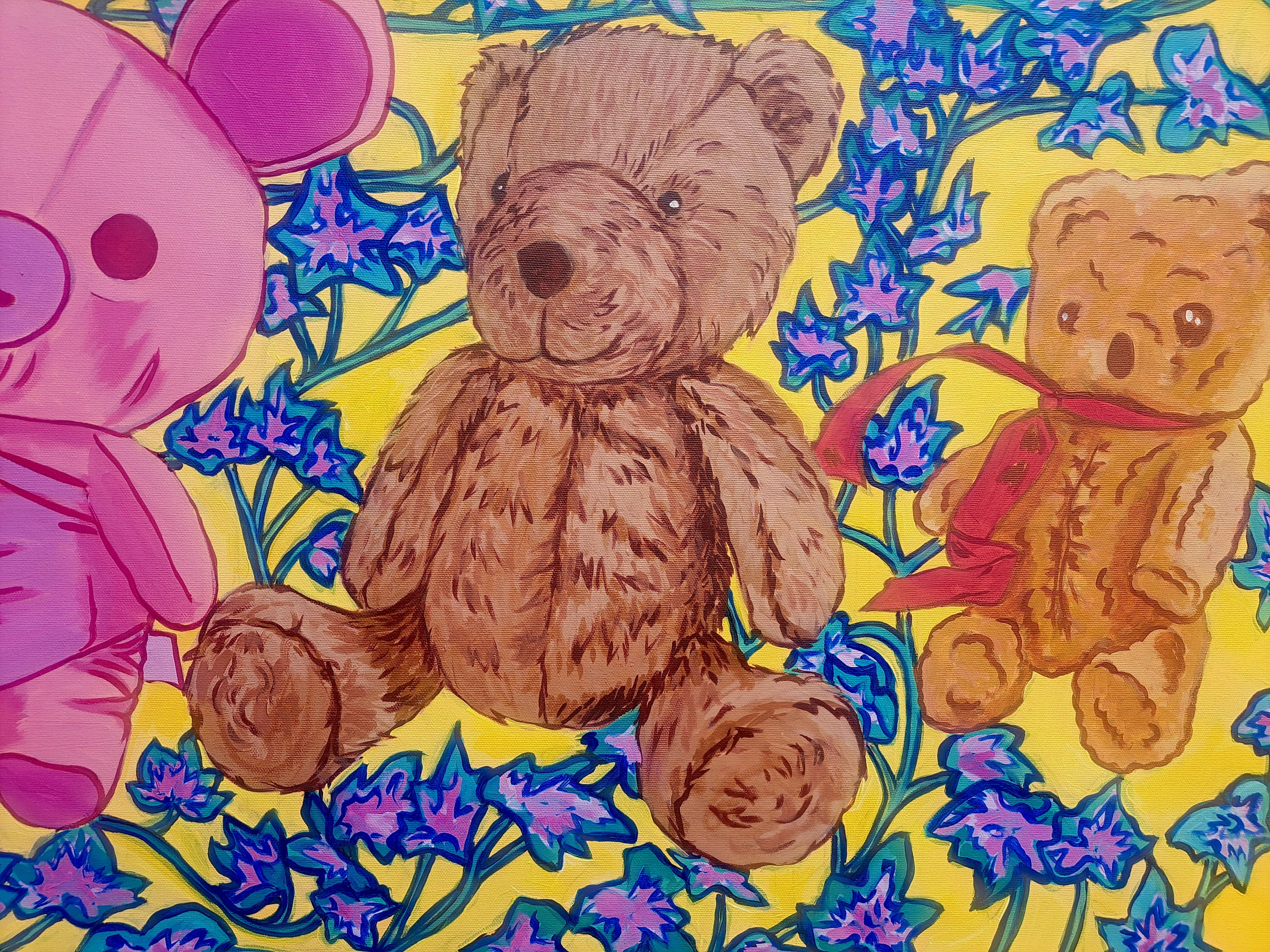 Acrylic Art Contemporary Painting Tedy Bears and Ivy Jess Lawrence