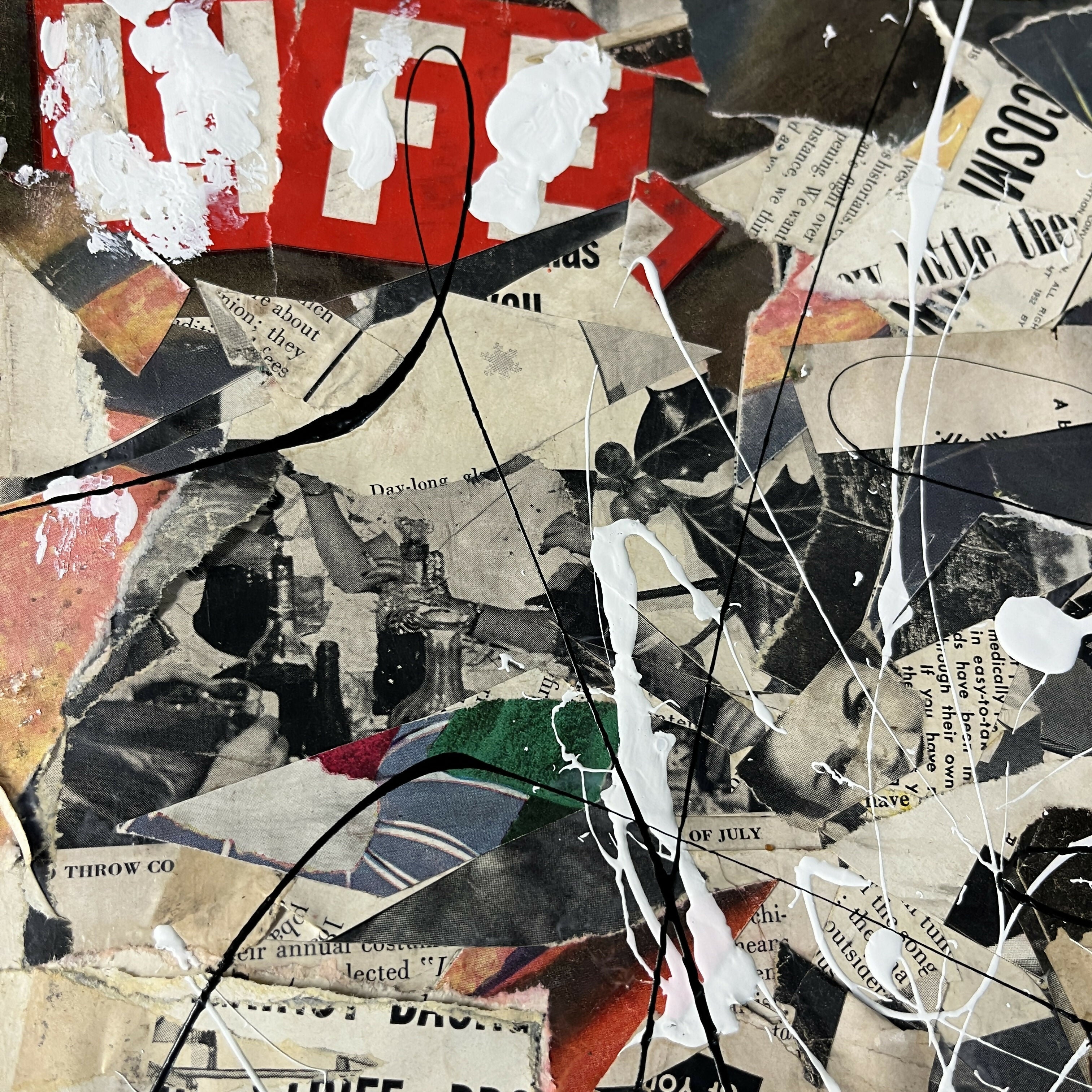 Abstract Collage Contemporary Mixed Media Painting "1952 Dec 8 Life Magazine" - Original Mixed Media Abstract Art Collage 11x14 Sam Lewis