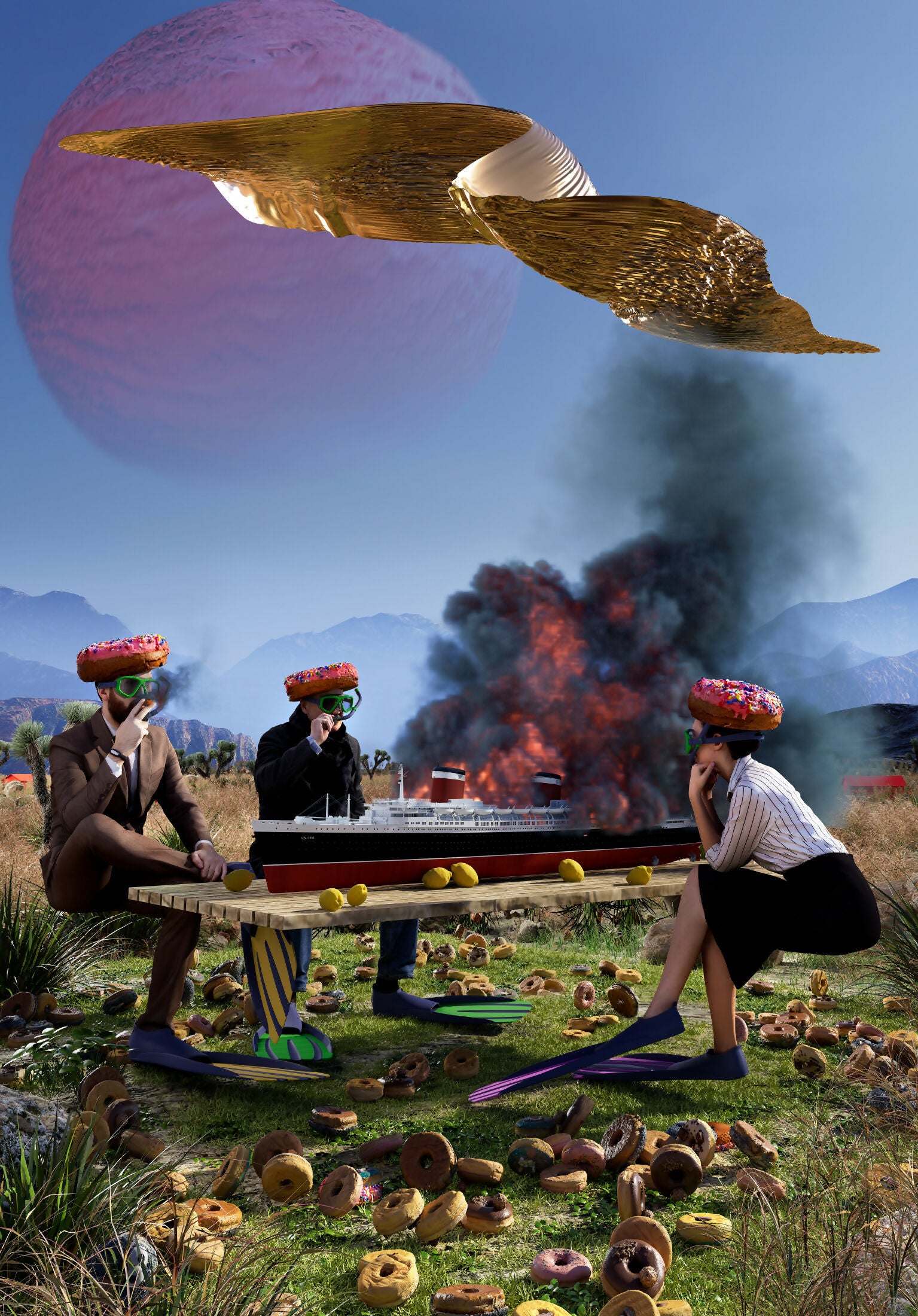 Art Contemporary Design Dig ital Landscape Mixed Media Prints Surrealism Visionary Picnic Conversation john hollander