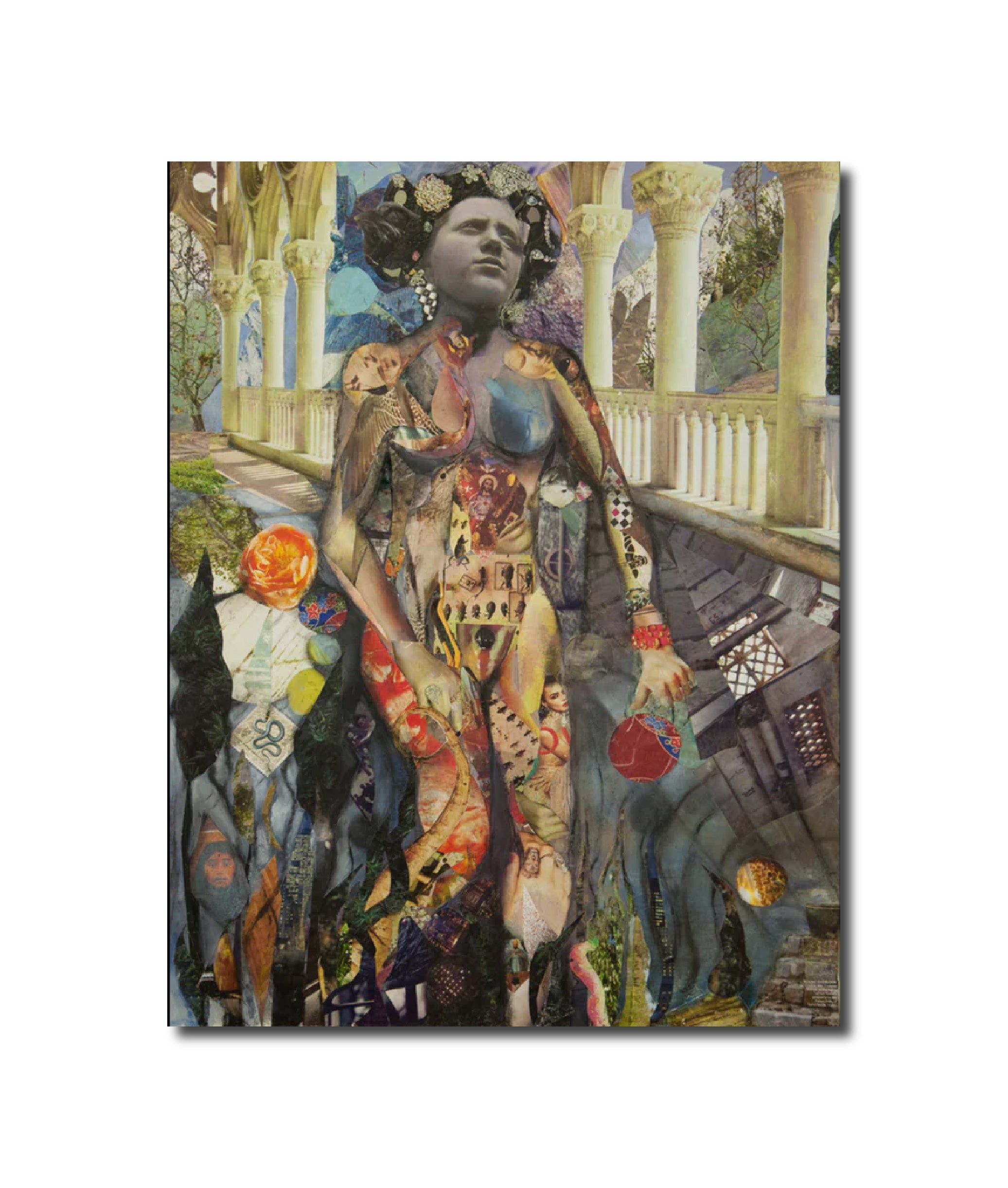 Collage Feminist Art Figurative Surrealist Collage 'GODDESS' - Mixed Media on Wood Panel Denise Jones Adler