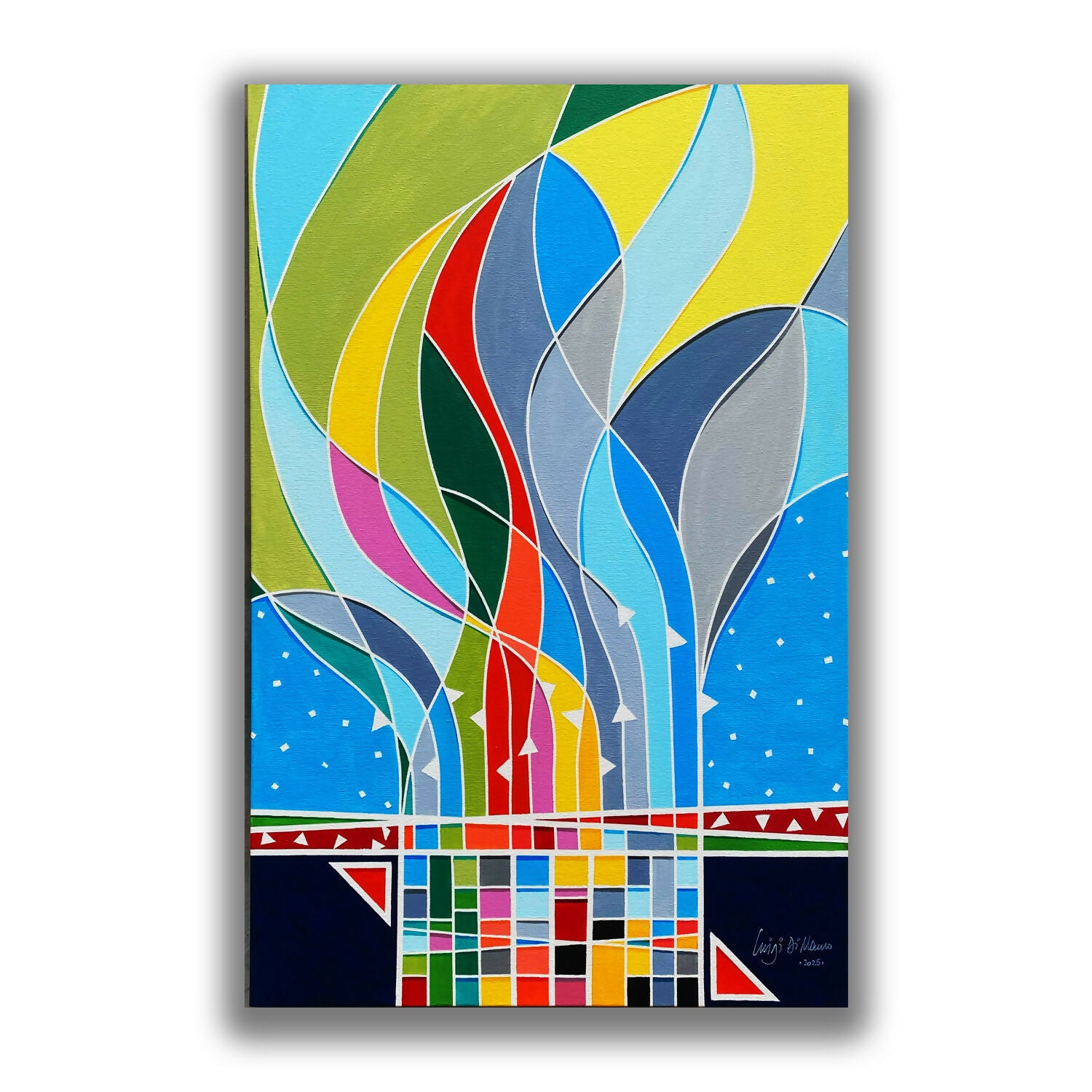 Abstract Acrylic Art Contemporary Figurative Geometric Painting Looking for brighter days Luigi Di Mauro