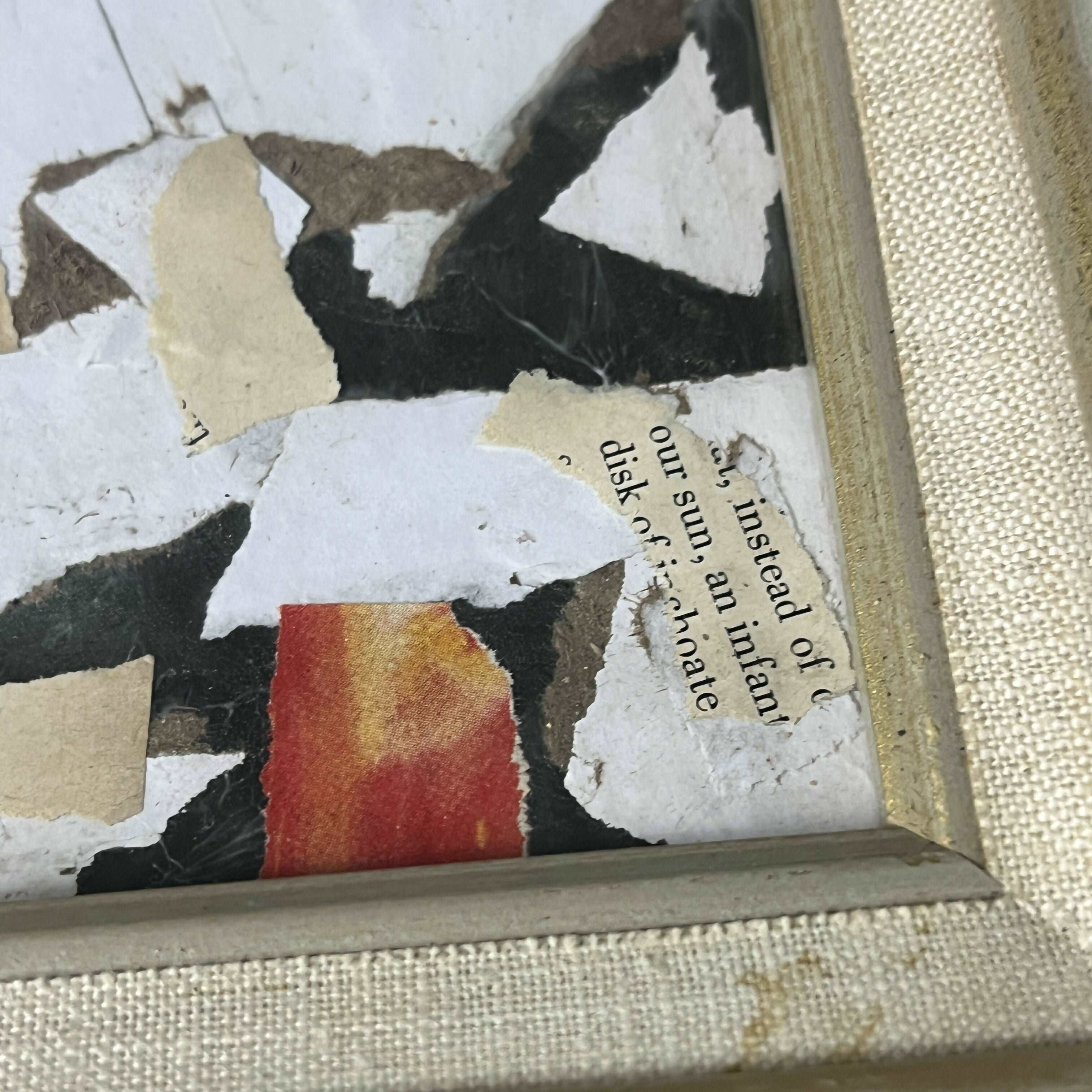 Abstract Collage Contemporary Mixed Media Painting "Center of the Earth II" Original Framed Mixed Media Abstract Art Collage 11x13 Sam Lewis