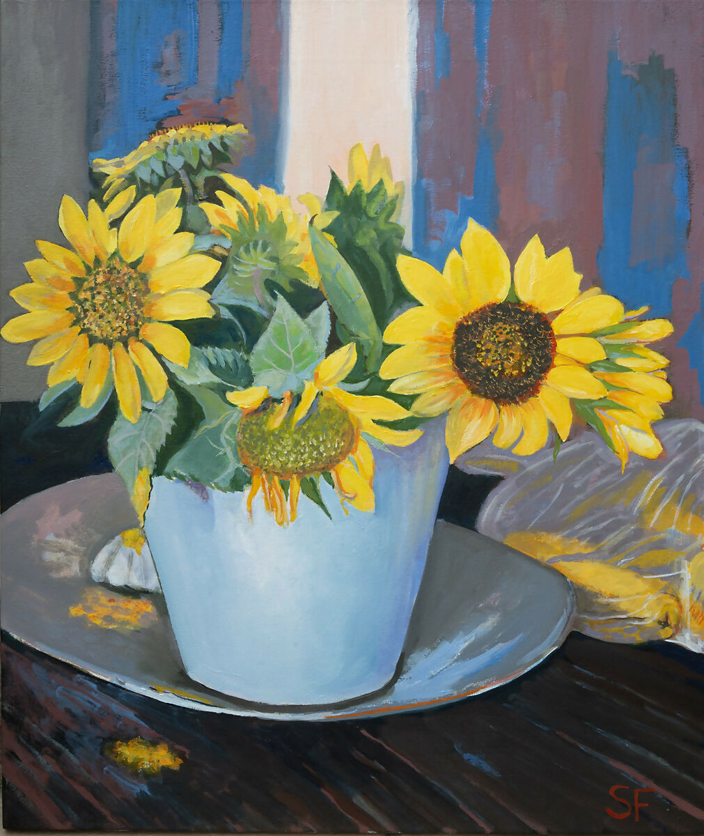 Oil Painting Sunflowers Stuart Franklin