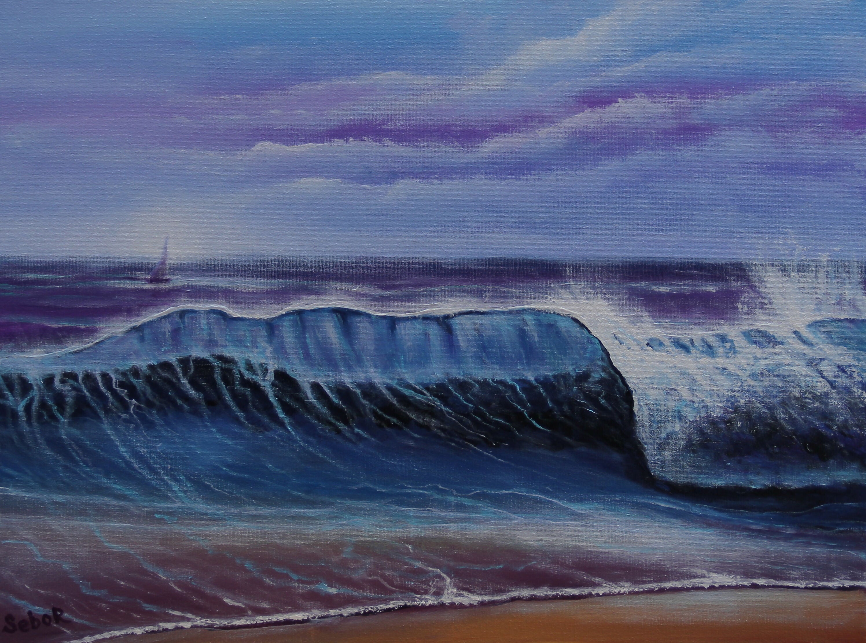 Acrylic Seascape Wave Serguei Borodouline